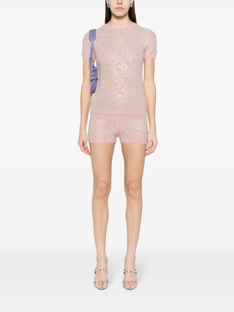 Blumarine monogram-embellished knitted mini shorts outlook