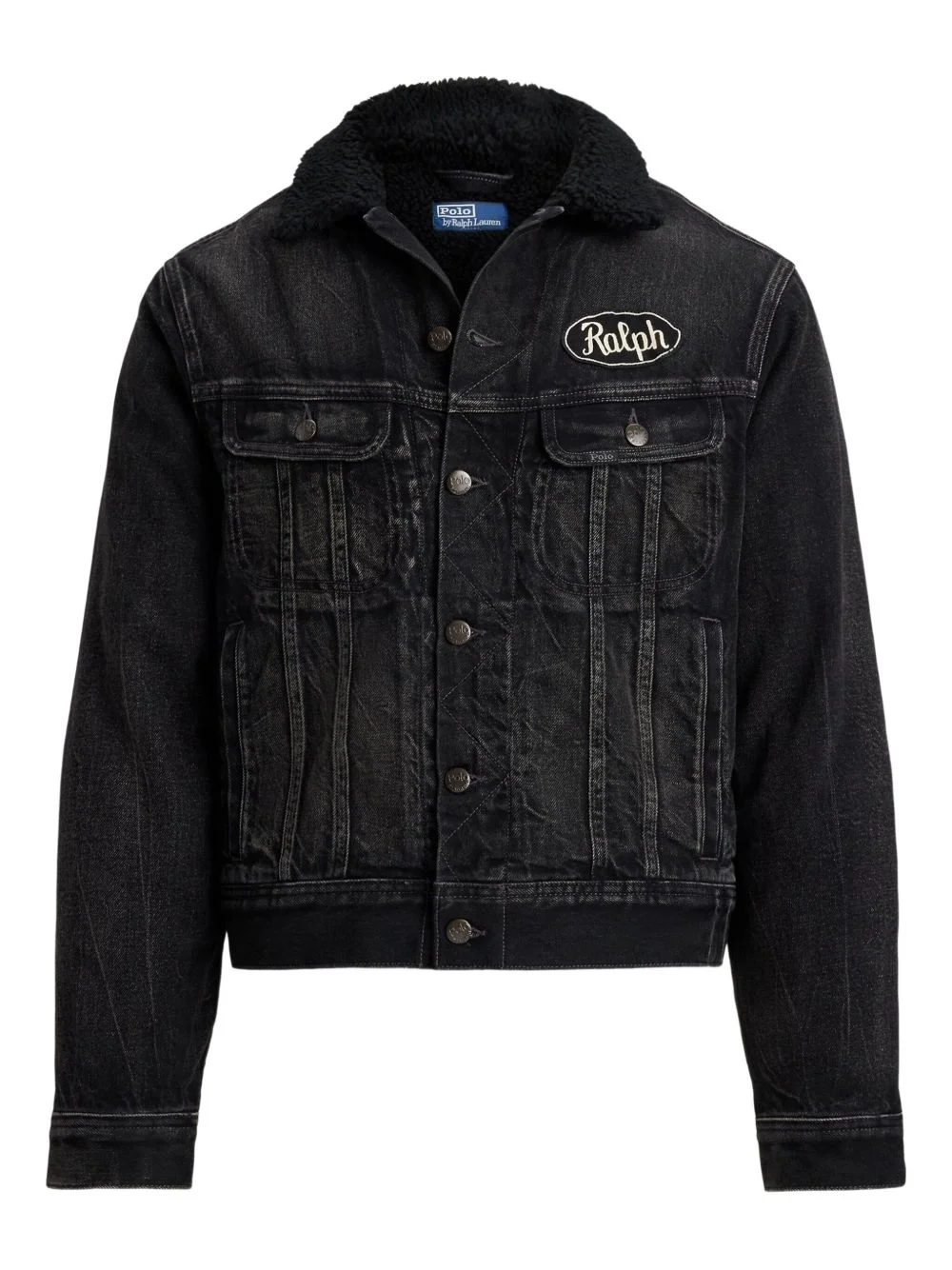 denim sherpa-collar jacket - 1