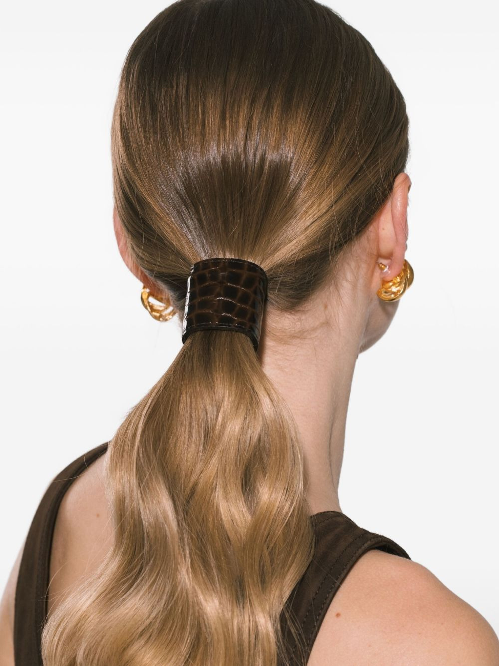 embossed leather hair clip - 3