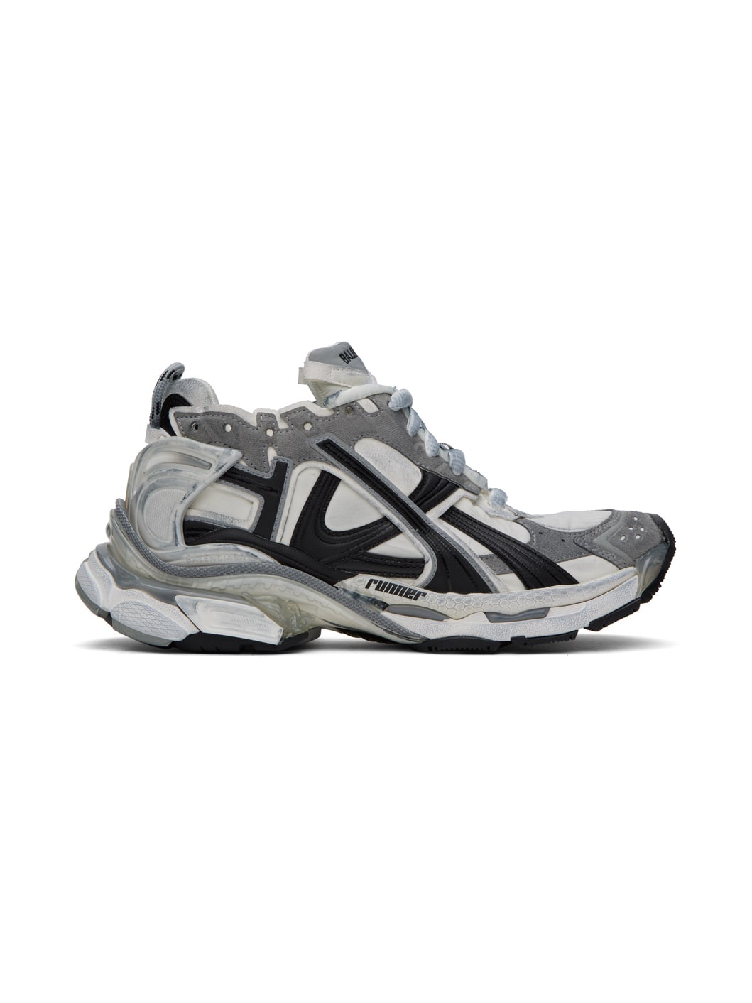 Gray & White Runner Sneakers - 1