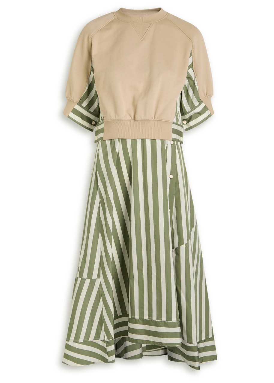 3.1 Phillip Lim Detachable-sweatshirt Striped Cotton Midi Dress - 1