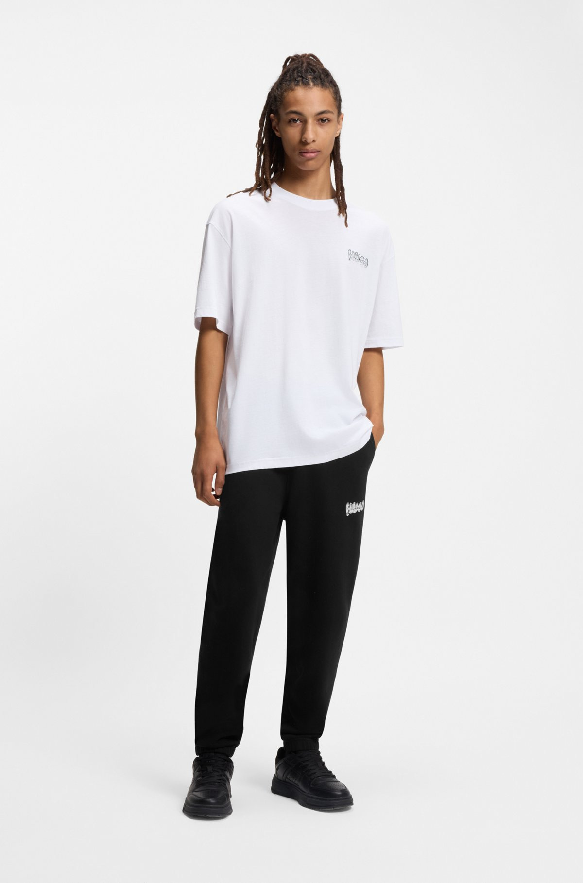 COTTON-TERRY TRACKSUIT BOTTOMS WITH LOGO PRINT - 4