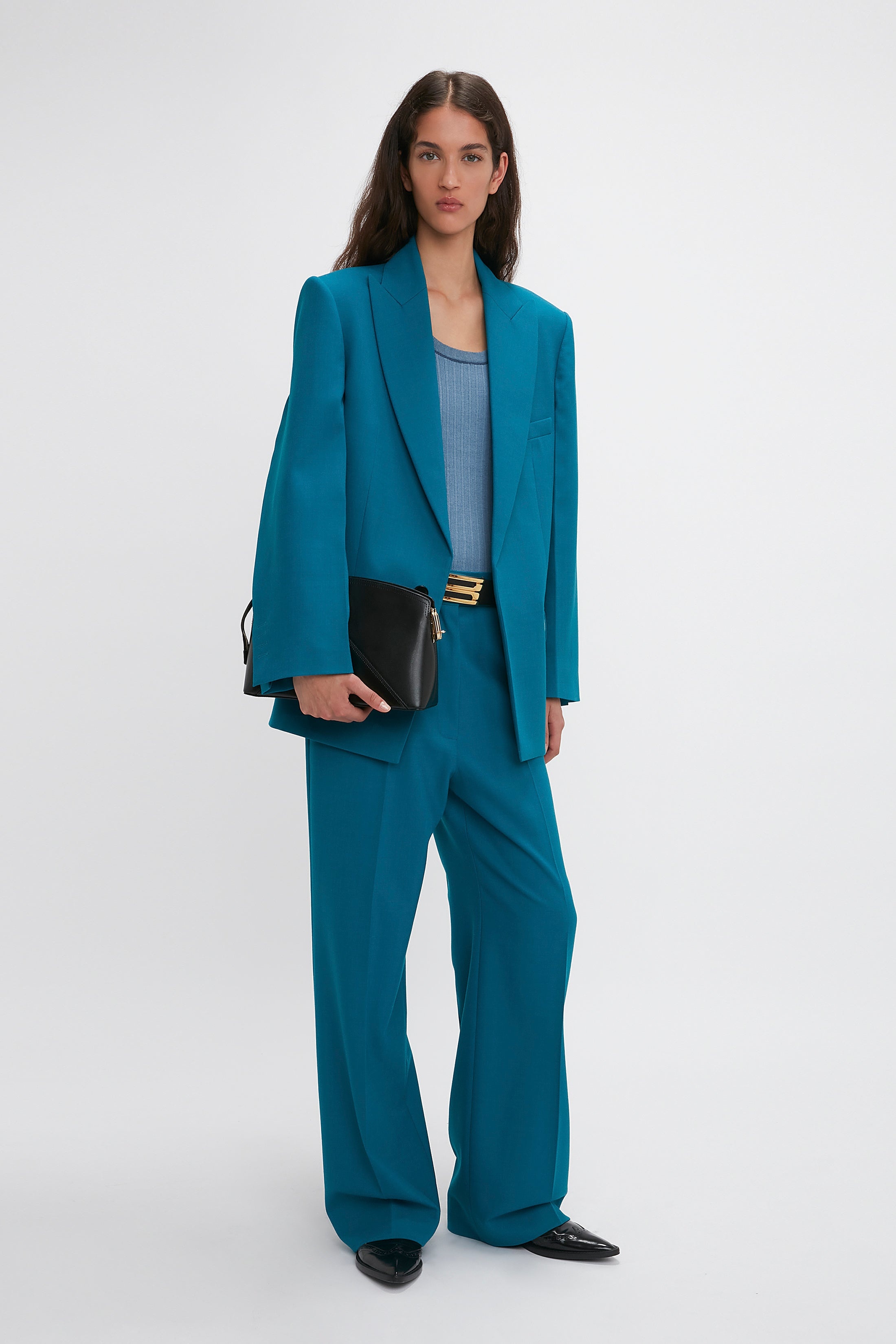 Peak Lapel Jacket In Petroleum - 8