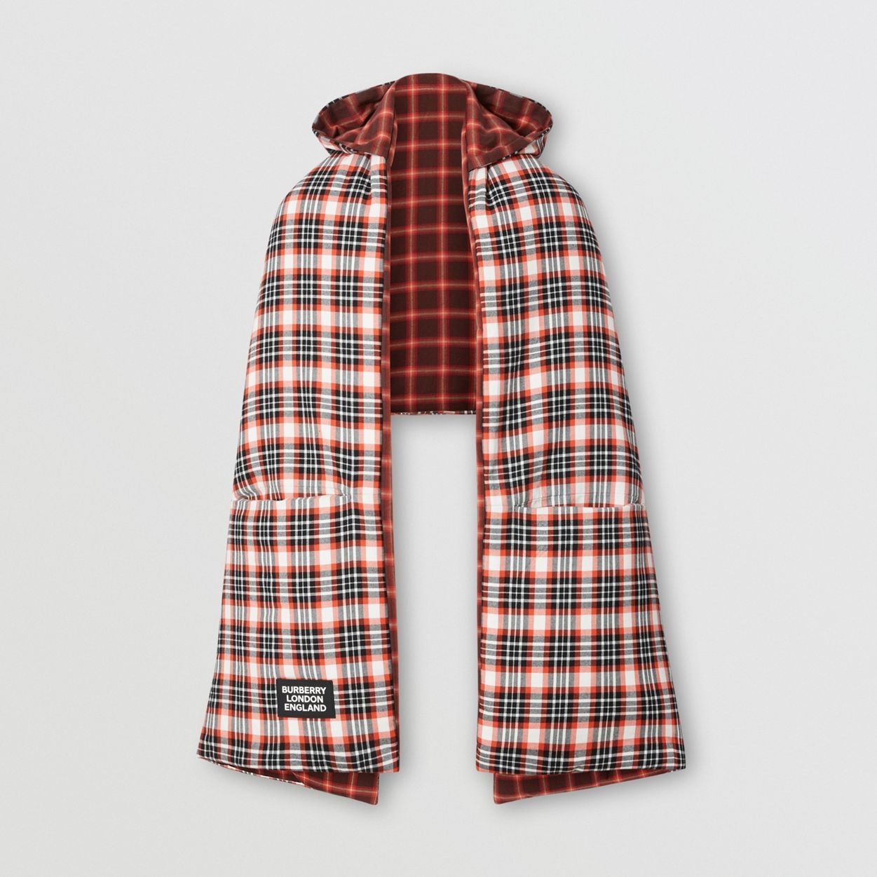 Reversible Tartan Cotton Puffer Poncho - 1