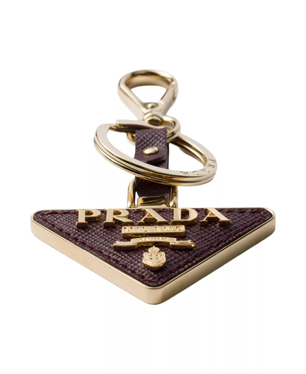 Saffiano Leather and Metal Keychain - 2