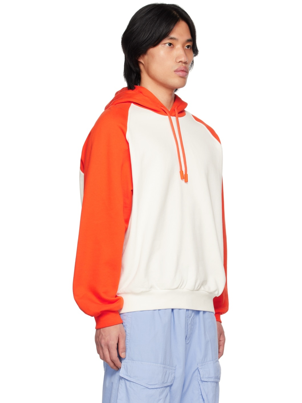 White & Orange Raglan Hoodie - 2