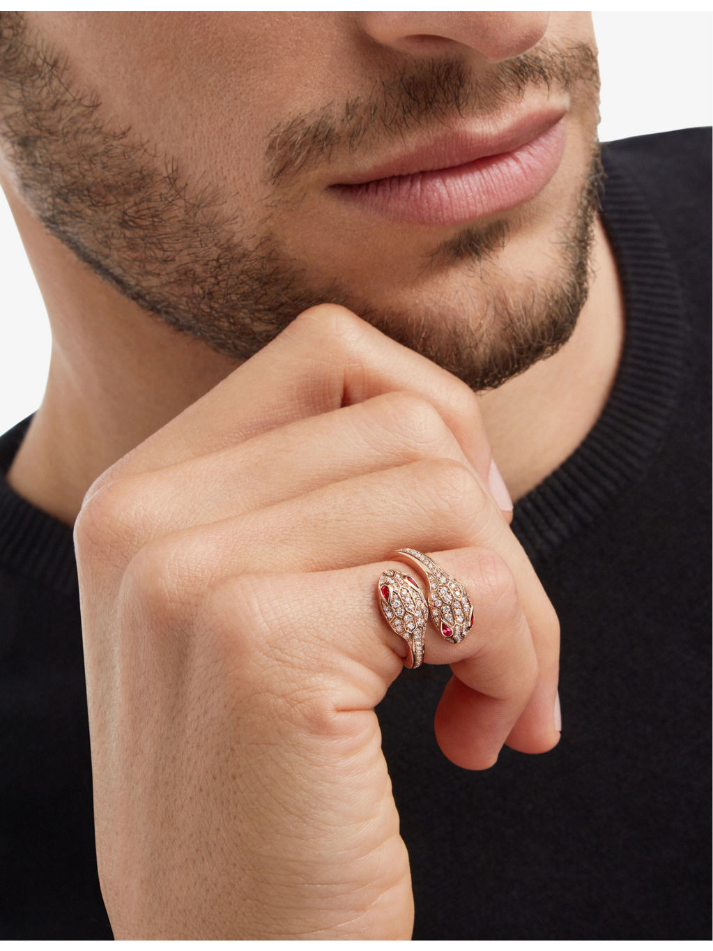 Serpenti Seduttori 18ct rose-gold, 0.56ct brilliant-cut diamond and rubellite ring - 4