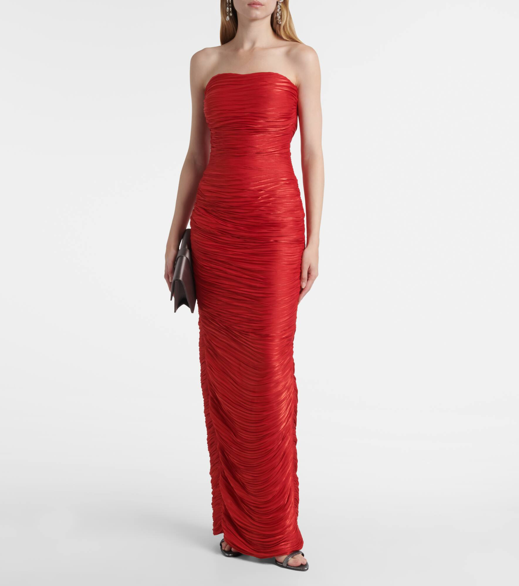 Caped pleated bustier gown - 6