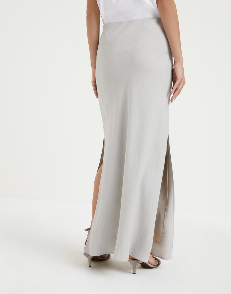 Brunello Cucinelli Viscose and linen twill fluid bias-cut skirt outlook