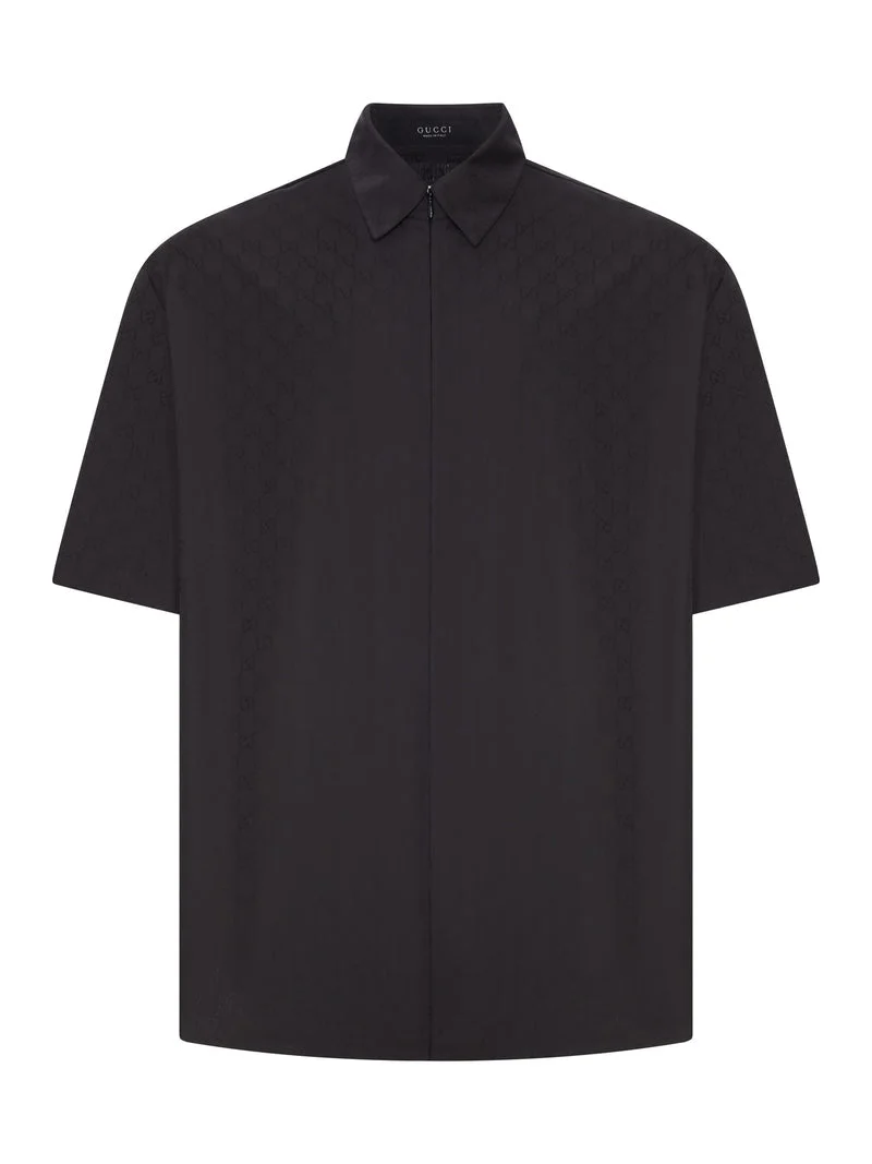Gucci Men Gg Cotton Poplin Zip Shirt - 1