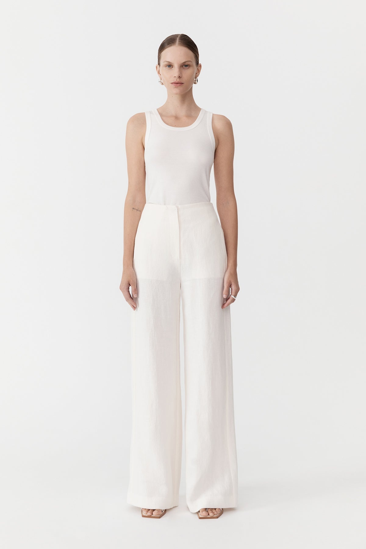 Linen Wide Leg Pants - Ivory - 2