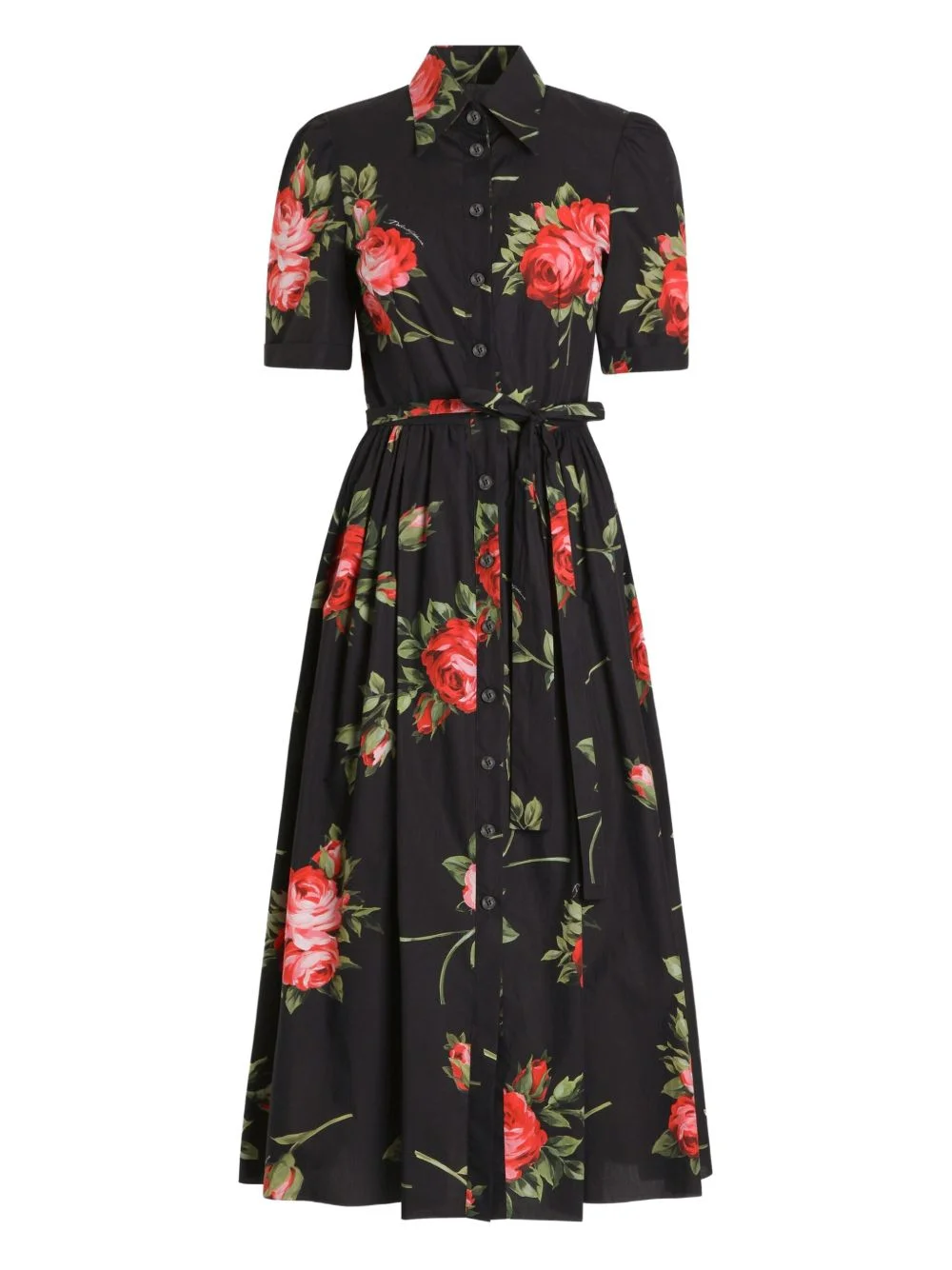 floral-print belted midi dress - 1