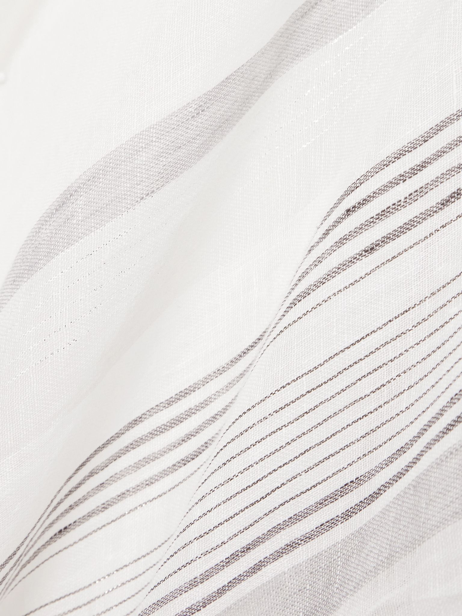 Tasseled striped linen-blend wrap Neutral - 4