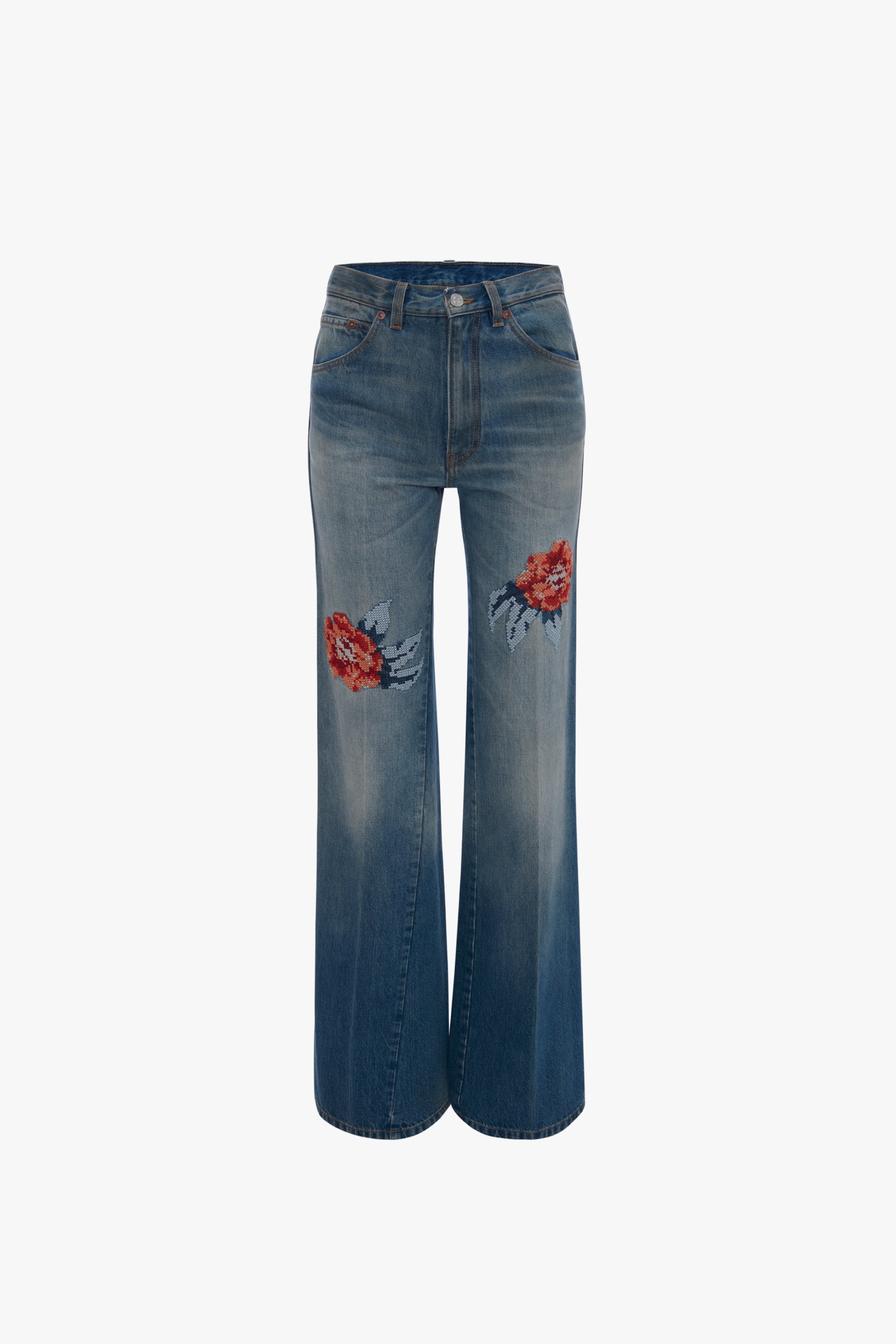 Mid-Rise Loose Flare Jean In Vintage Blue - 1