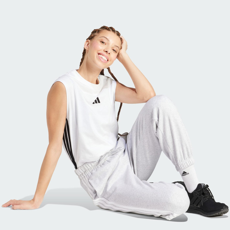 Essentials 3-Stripes Fleece Loose-Fit Pants 4