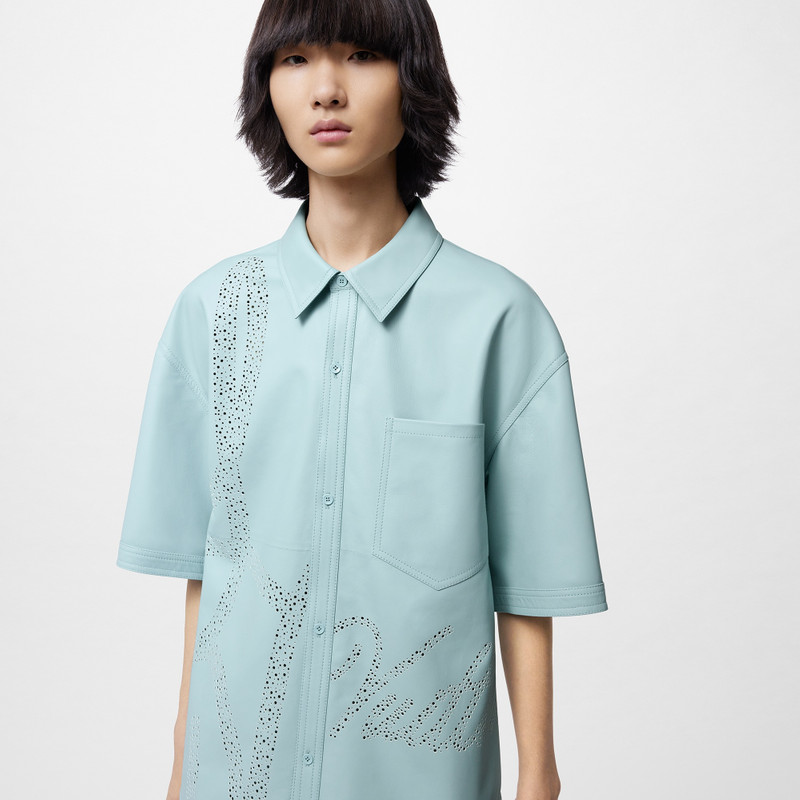 Perforated Leather Short-Sleeved Shirt 4