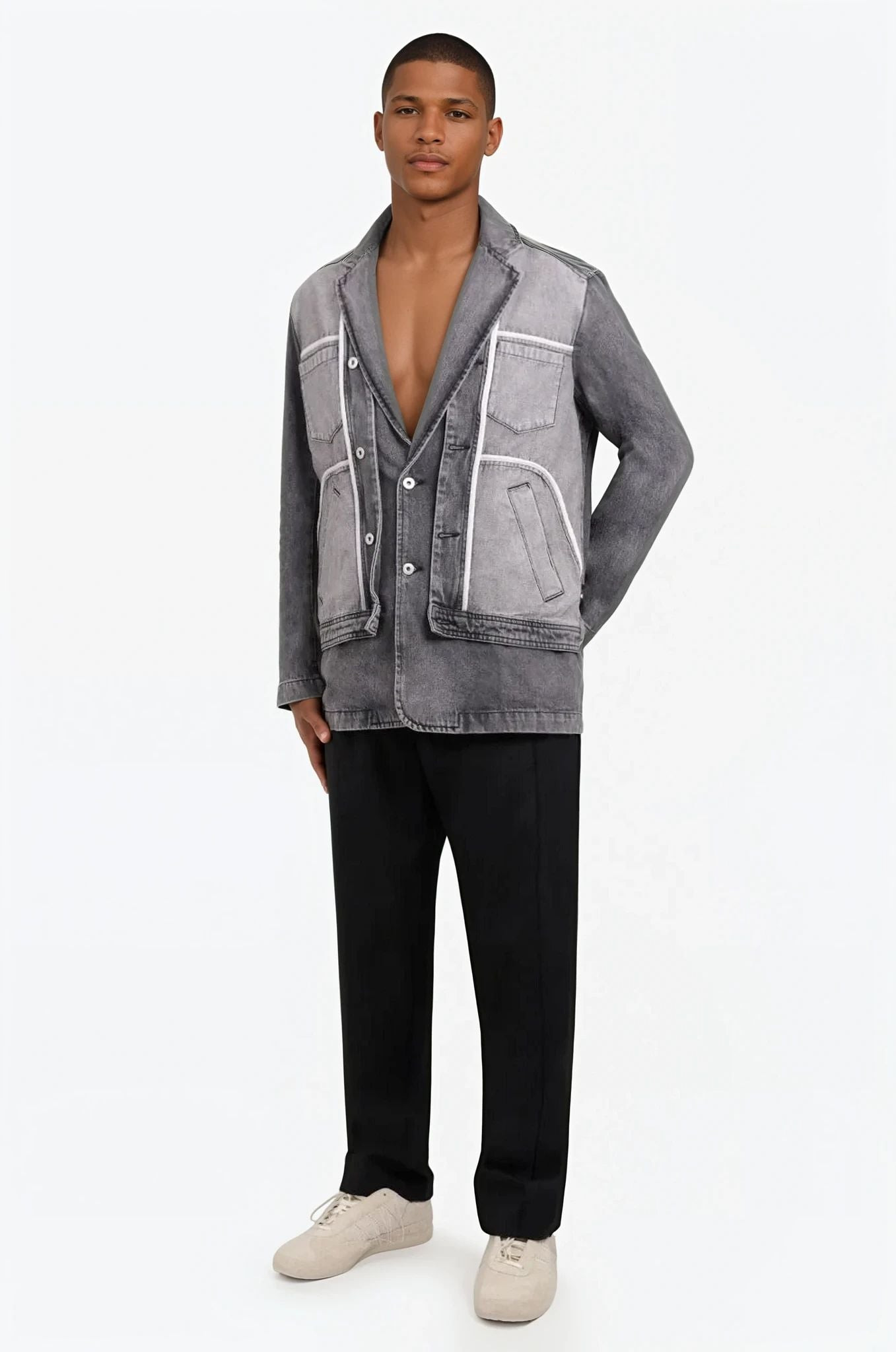 INSIDE OUT PATCHED DENIM JACKET | BLACK - 2