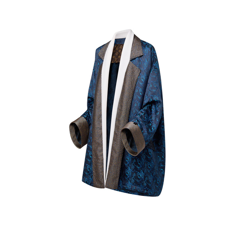 Louis Vuitton Embroidered Trim Abstract Jacquard Robe Jacket outlook