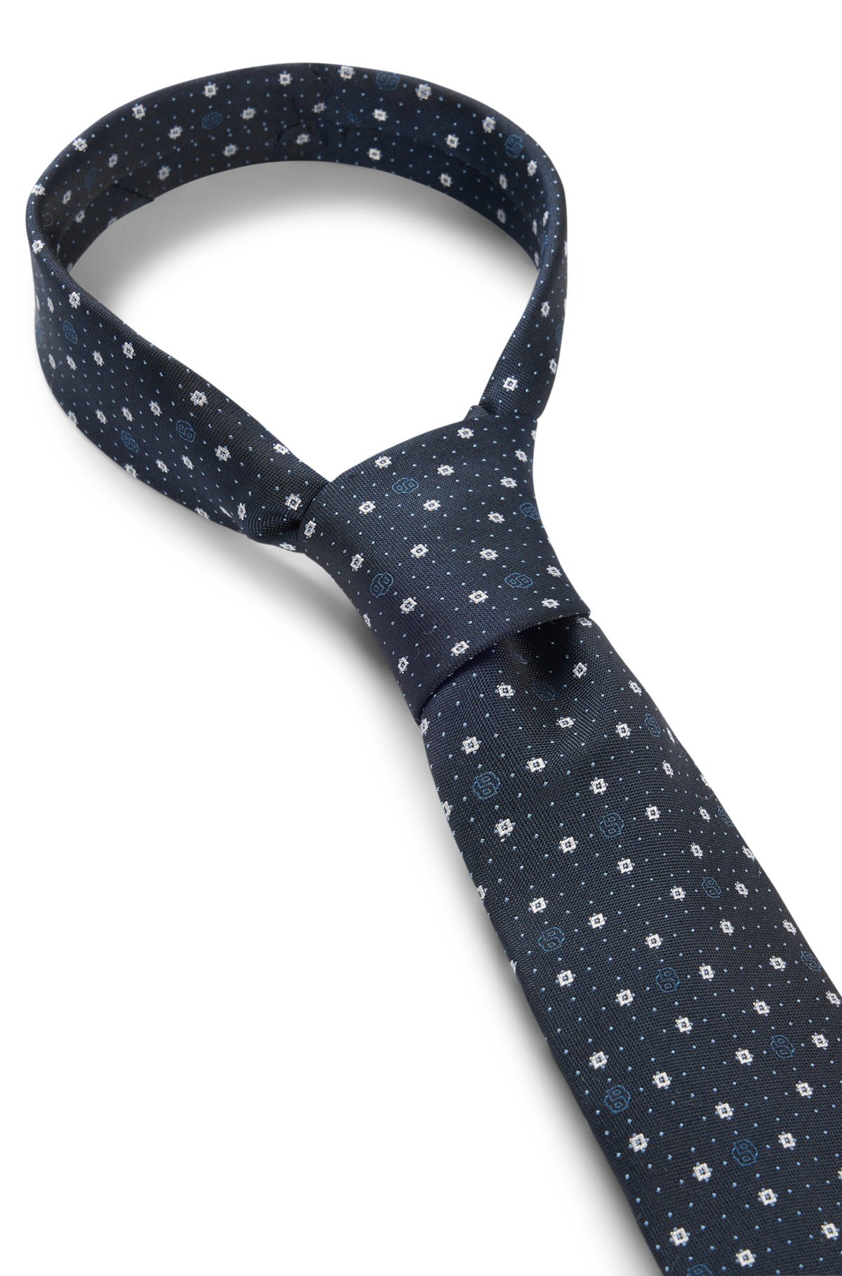 SILK-BLEND TIE WITH MICRO DOUBLE B MONOGRAMS - 6