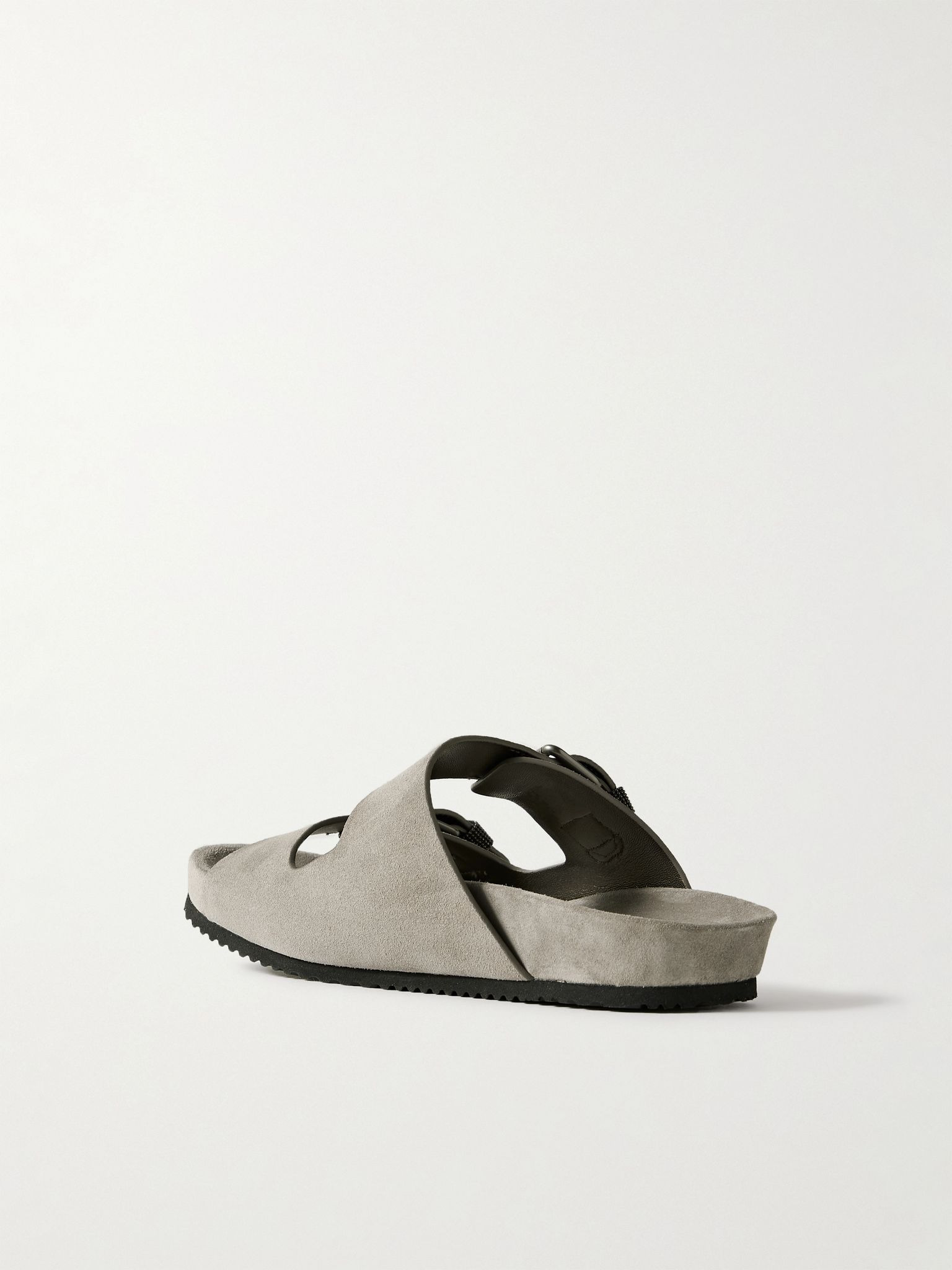 Bead-embellished suede sandals Gray - 3