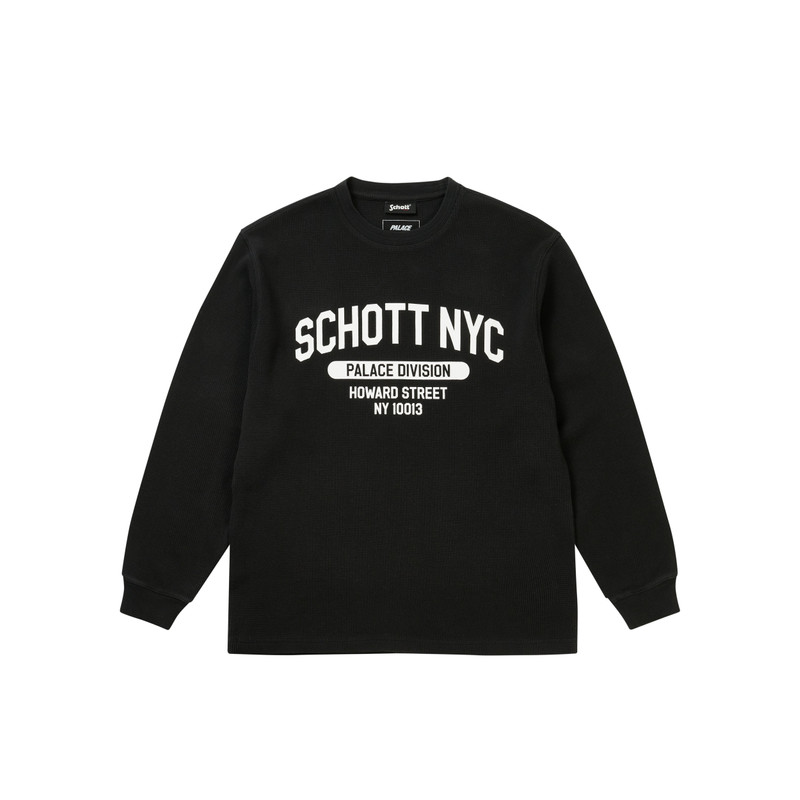 PALACE SCHOTT WAFFLE LONGSLEEVE BLACK 1