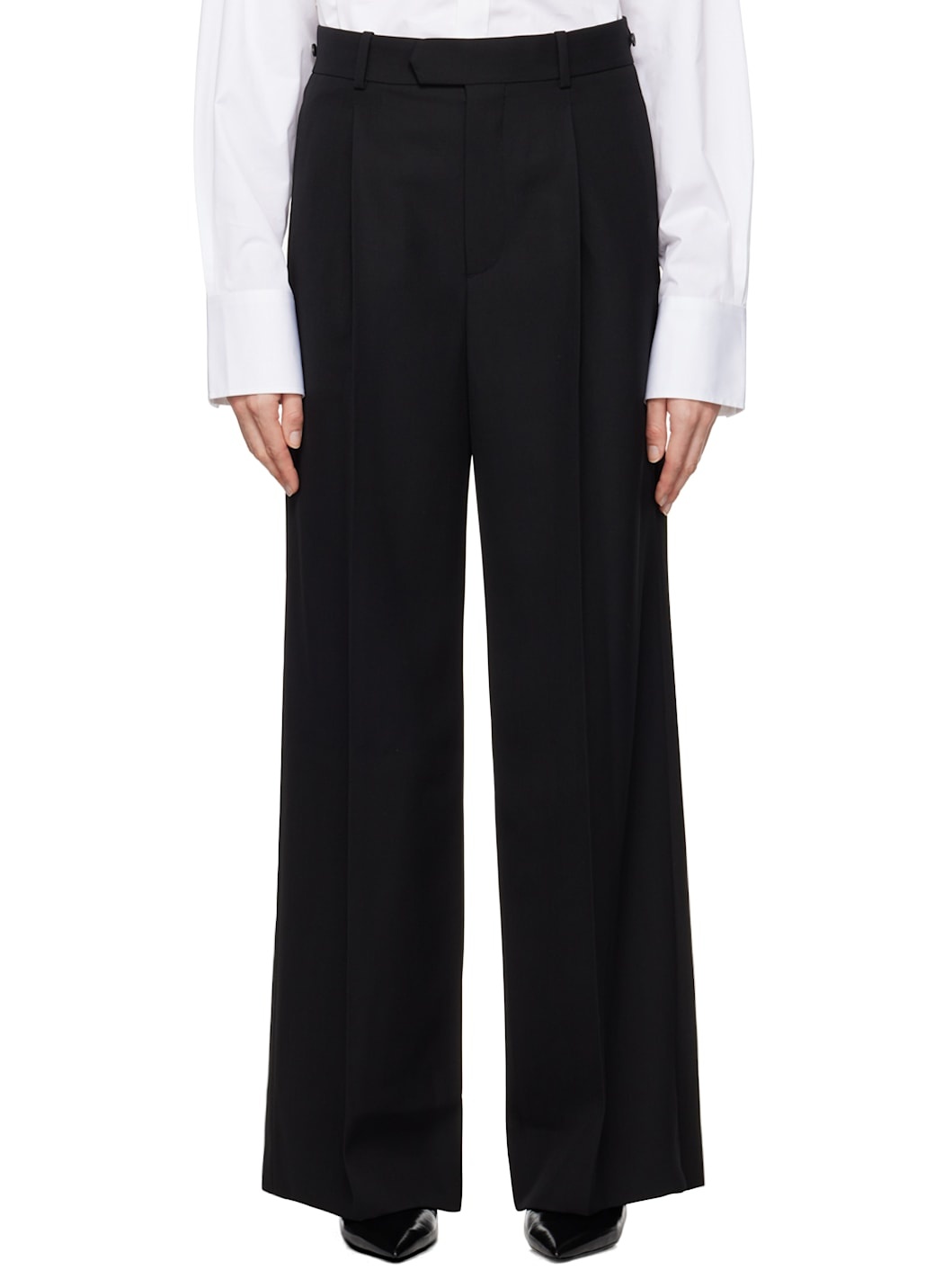 Black Straight Leg Trousers - 1