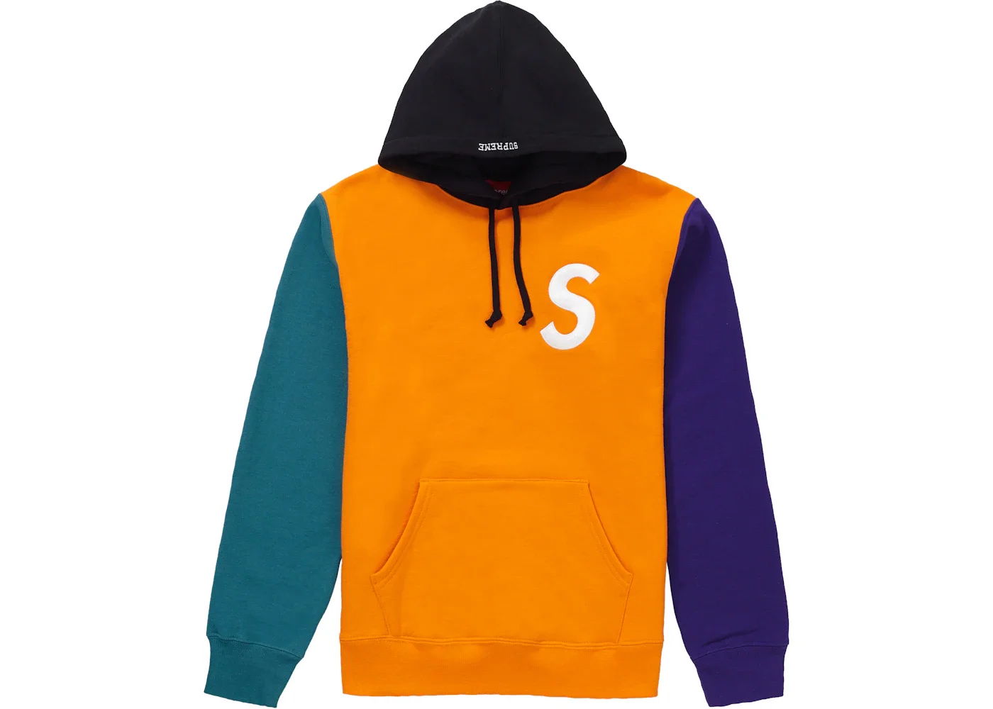 Supreme S Logo Colorblocked Hooded Sweatshirt Orange - 1