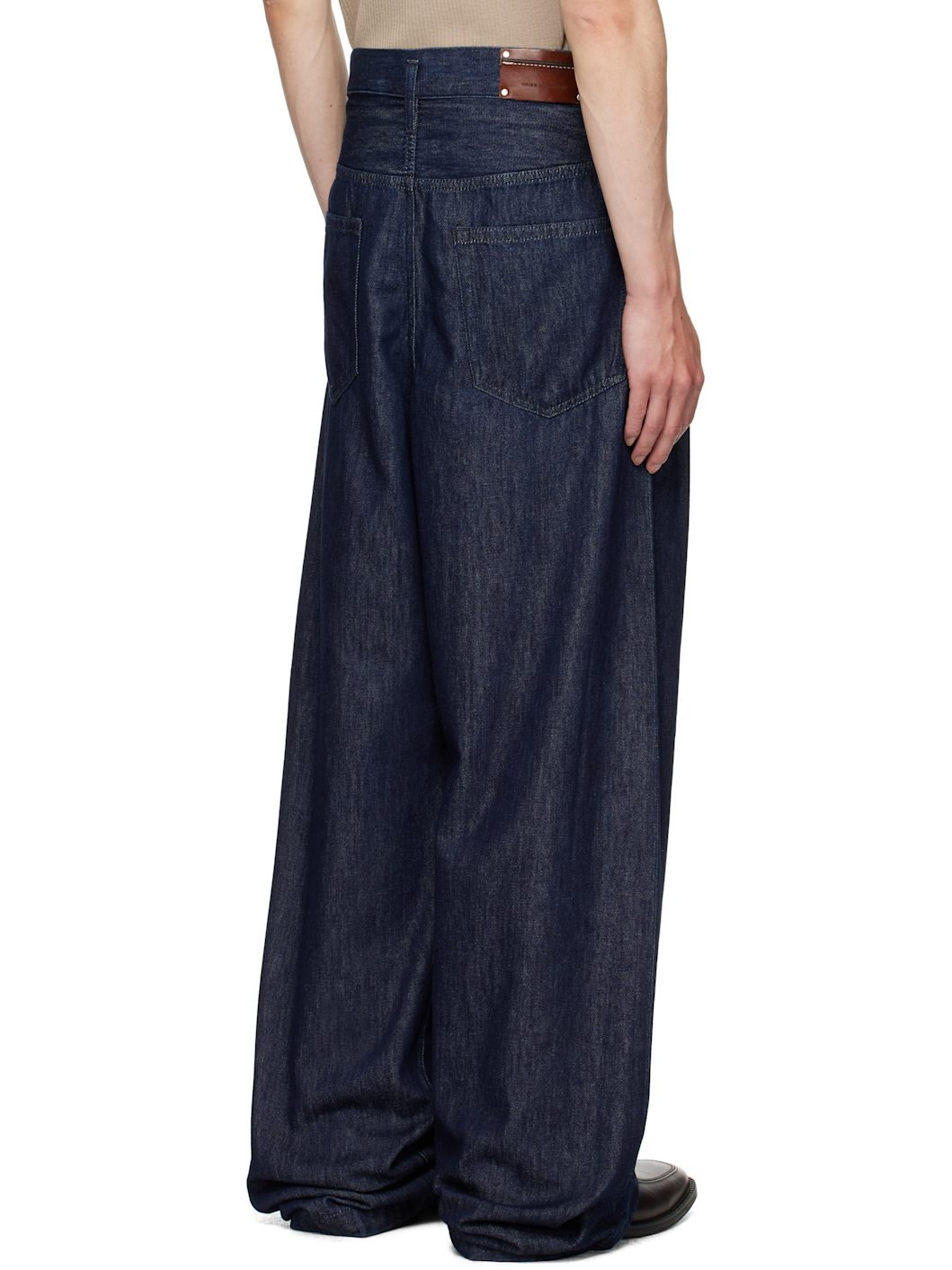 Navy Pleated Jeans - 3