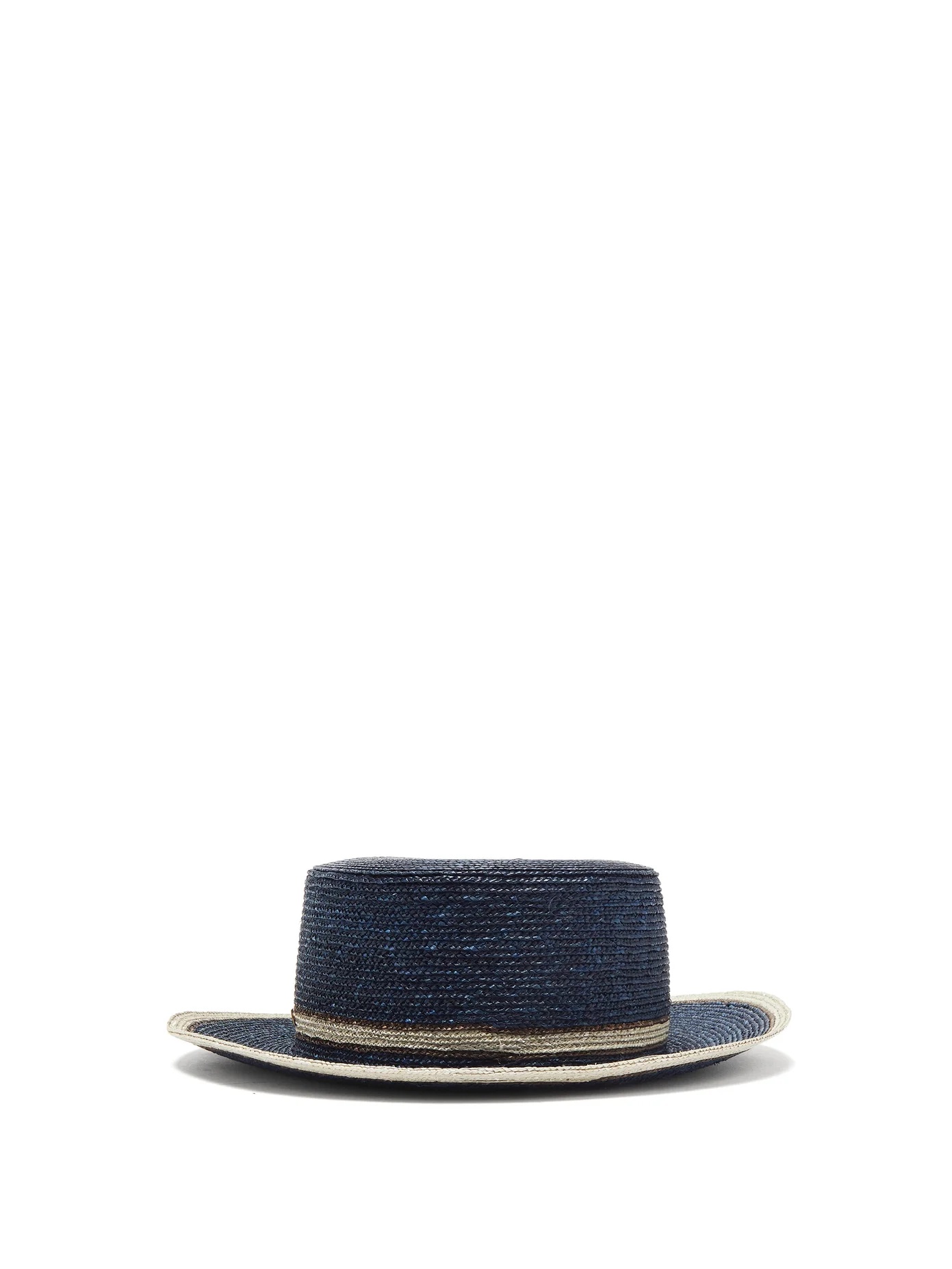 Striped straw boater hat - 4