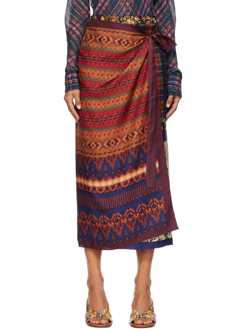 Multicolor Long Wrap Scarf Midi Skirt 1