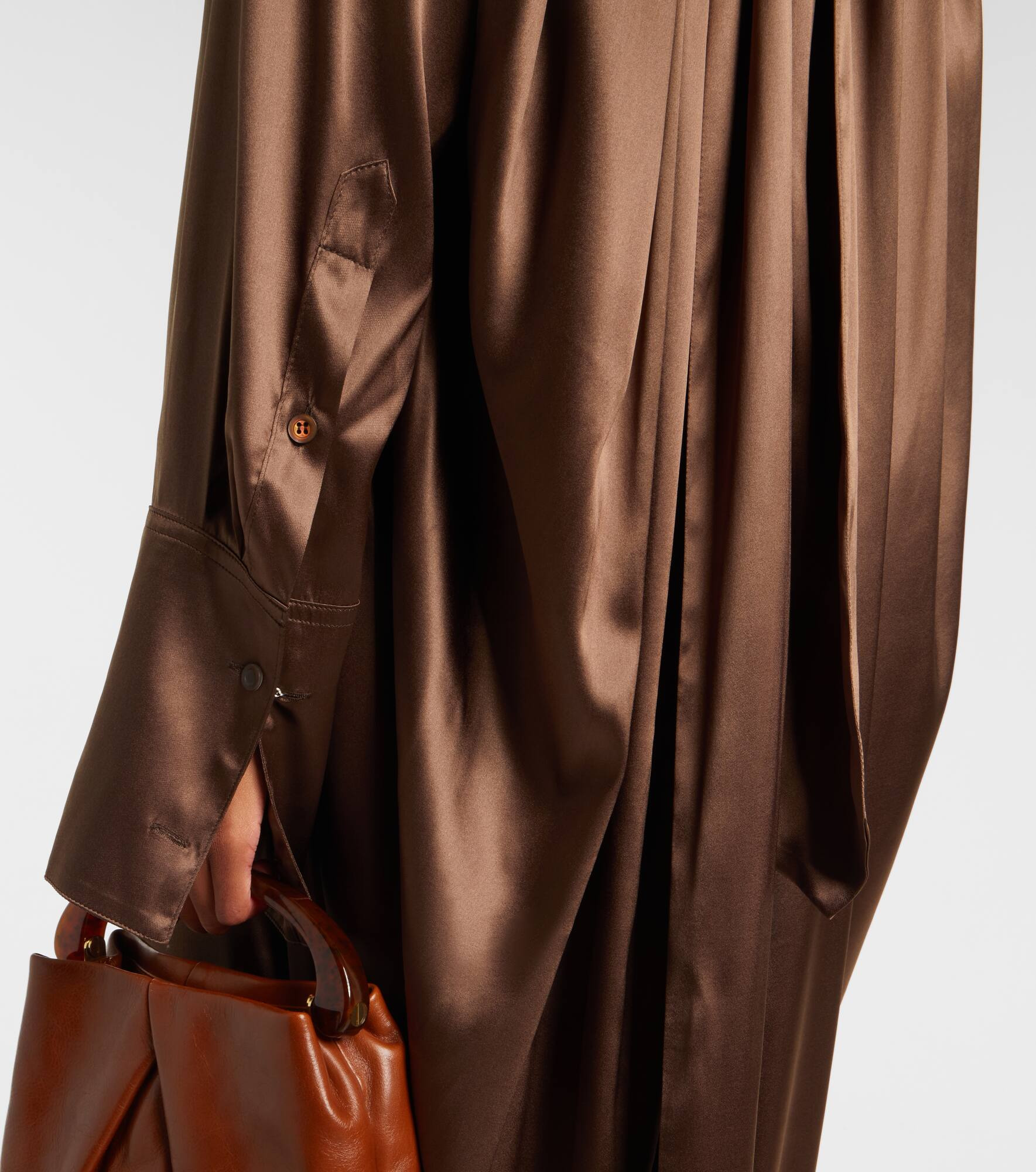 Turtleneck silk-blend satin midi dress - 5