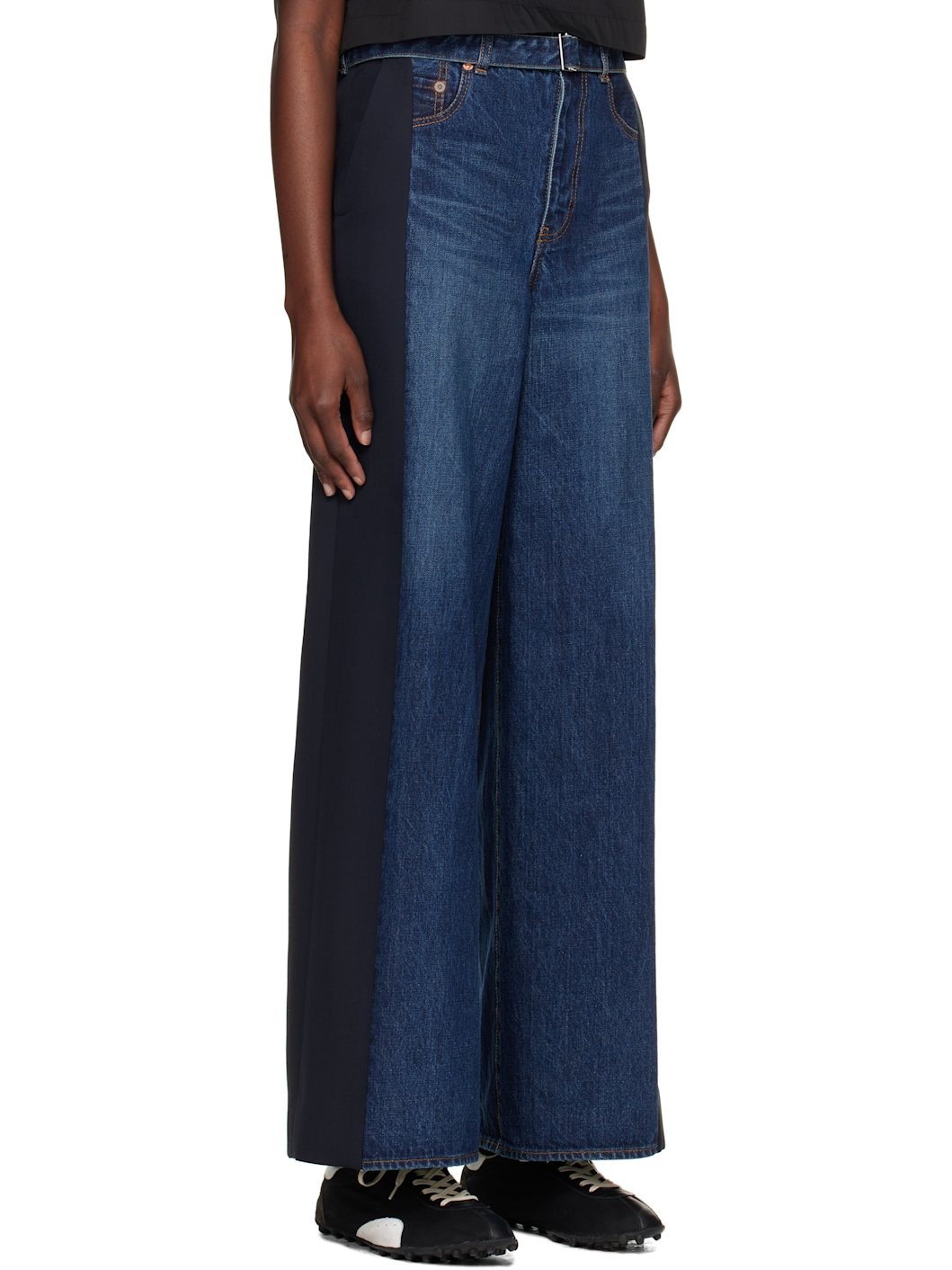 Black & Navy Denim & Suiting Jeans - 2