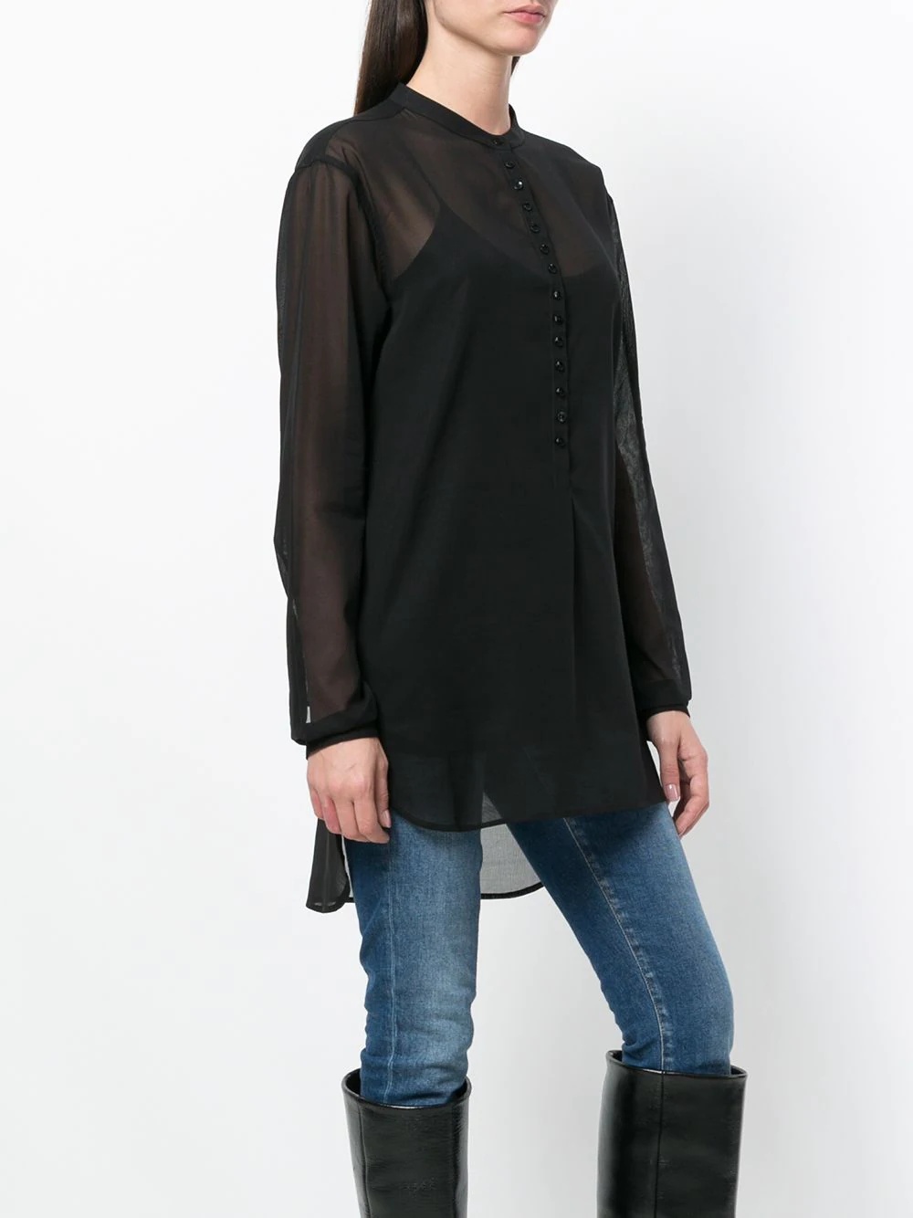 sheer long-sleeve shirt - 3