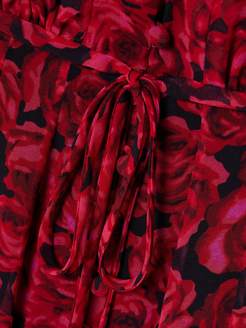 Gathered Floral-print Chiffon Midi Dress 4