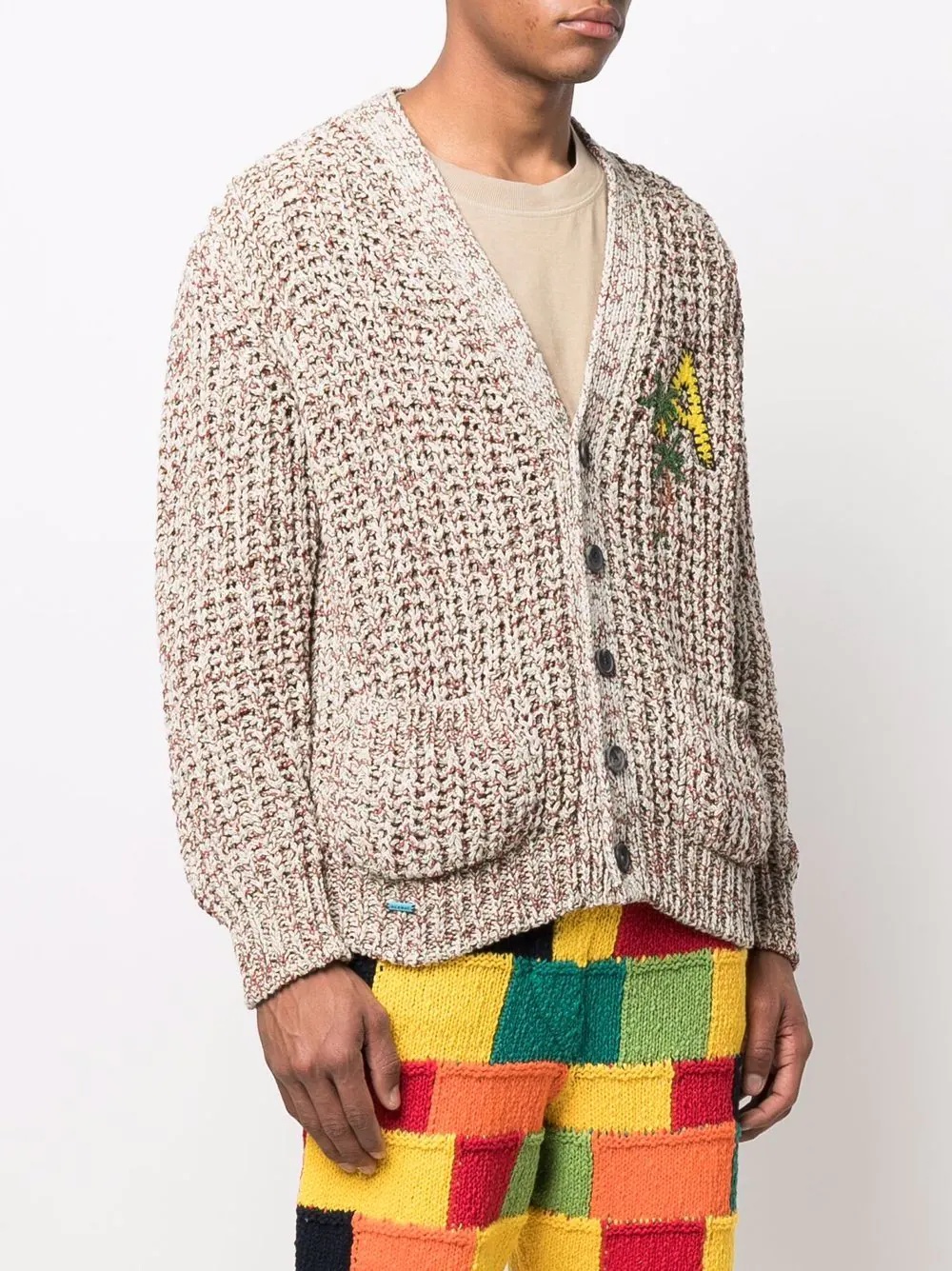 letter-patch knitted cardigan - 4