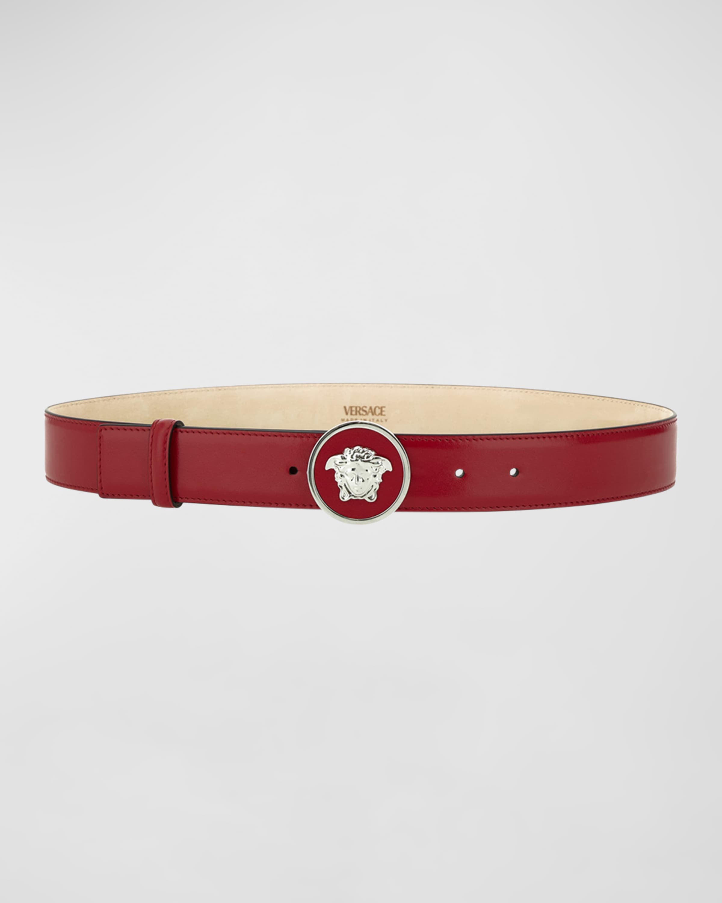 Medusa Buckled Leather Belt - 1