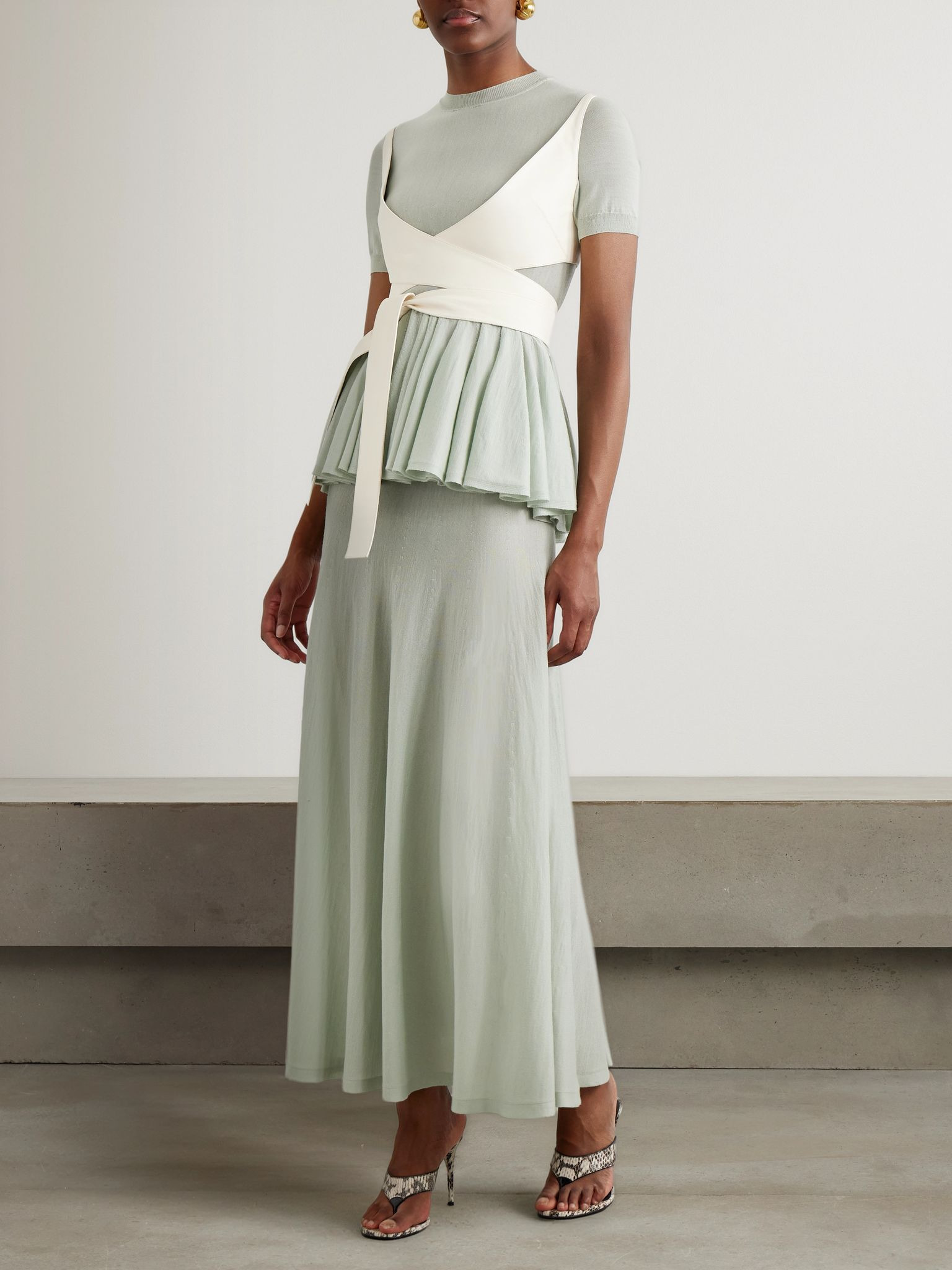 Wool peplum top Gray green - 2