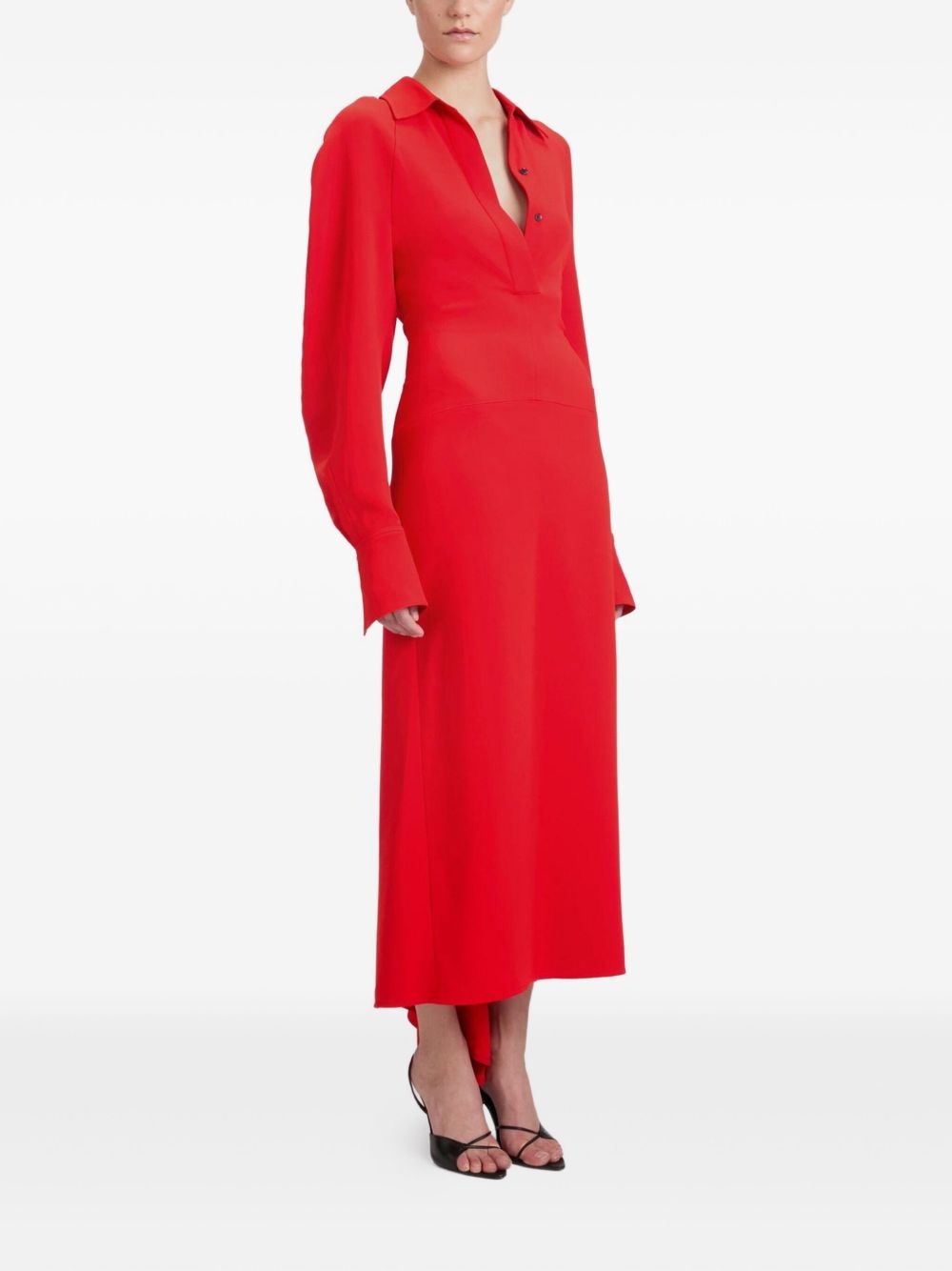 long-sleeve polo-collar midi dress - 3
