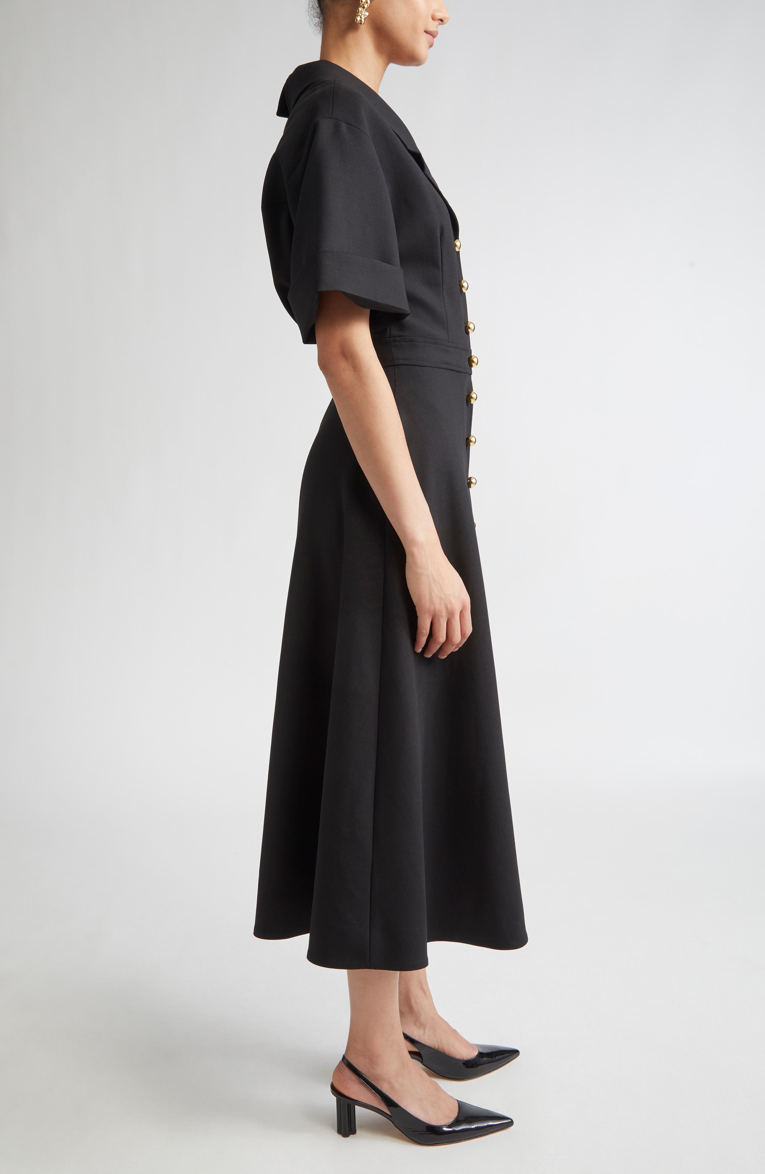 Carolina Herrera Stretch Virgin Wool Midi Dress in Black at Nordstrom - 3