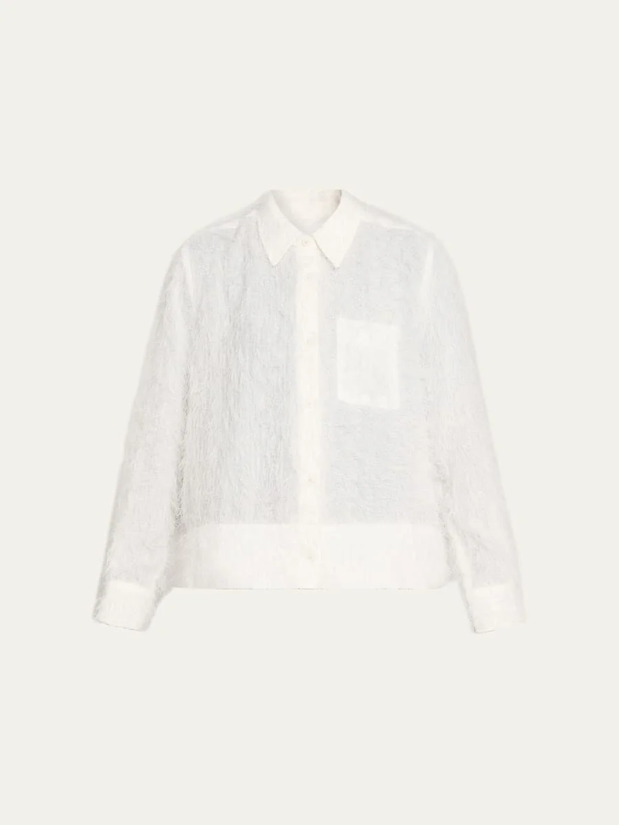 Foam Bottom Fringed Button-Down Shirt - 1