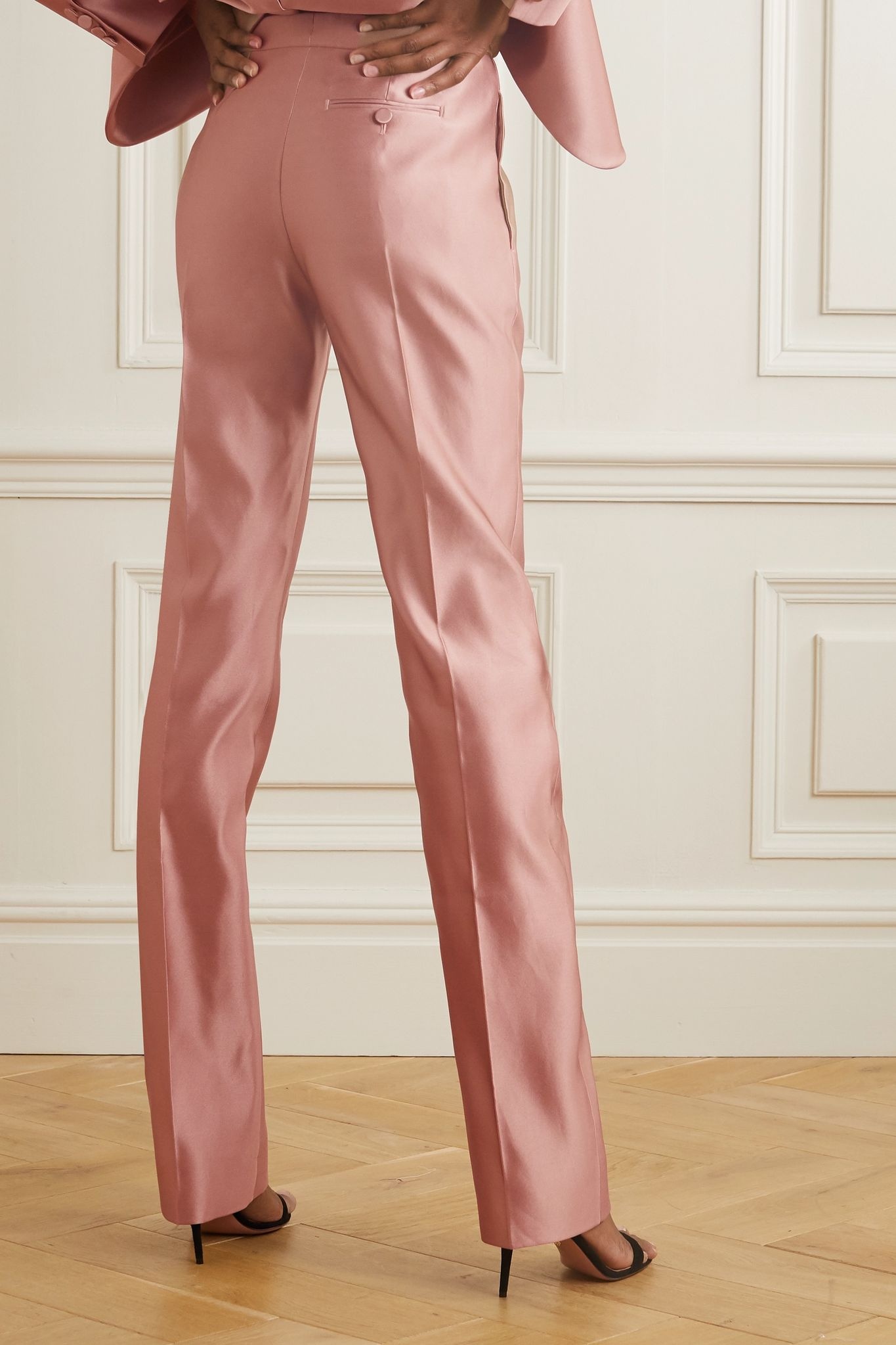 Duchesse silk-satin straight-leg pants - 3