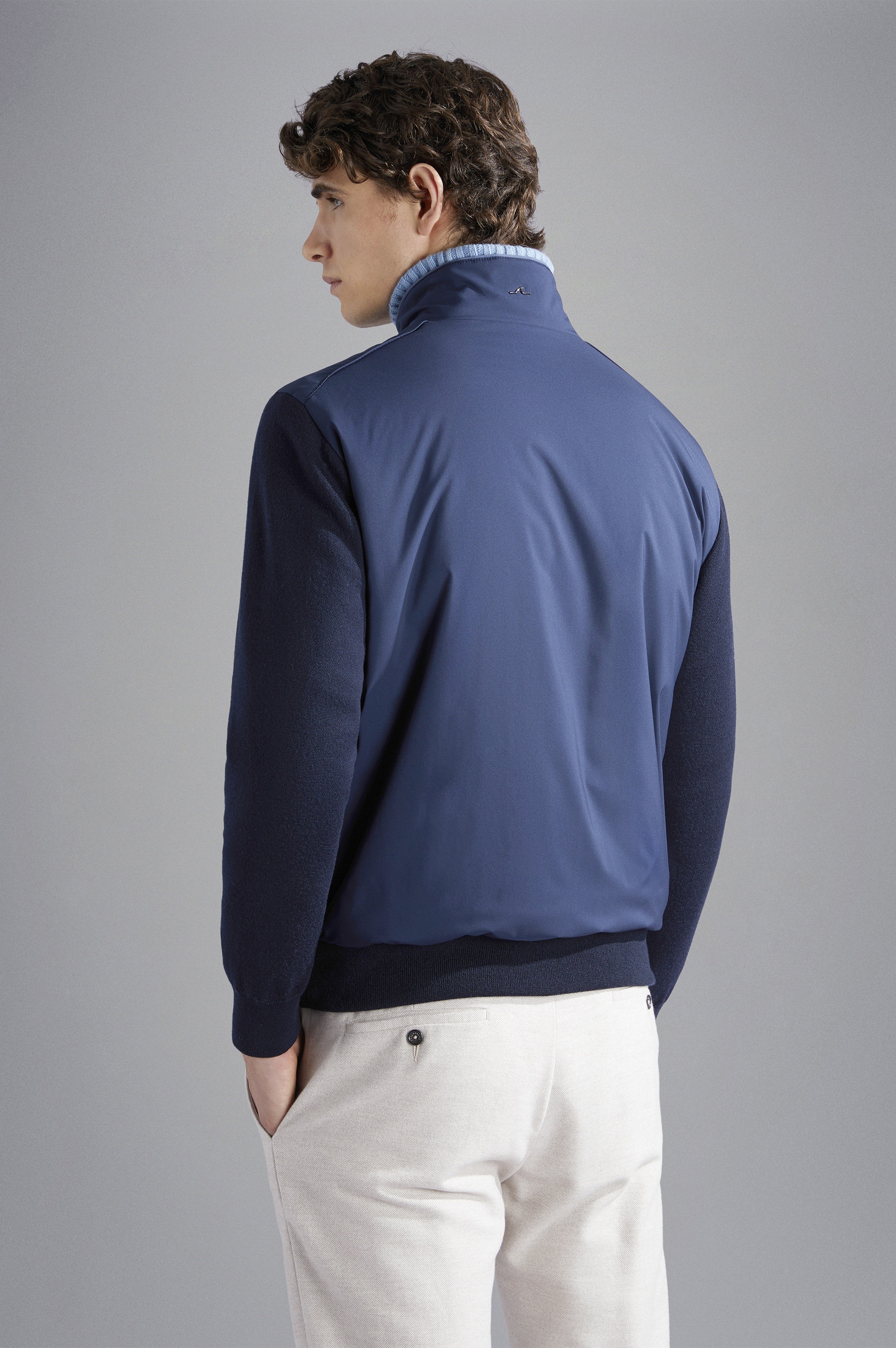 HYBRID SWEATER IN WOOL AND TYPHOON PLATINUM - 3