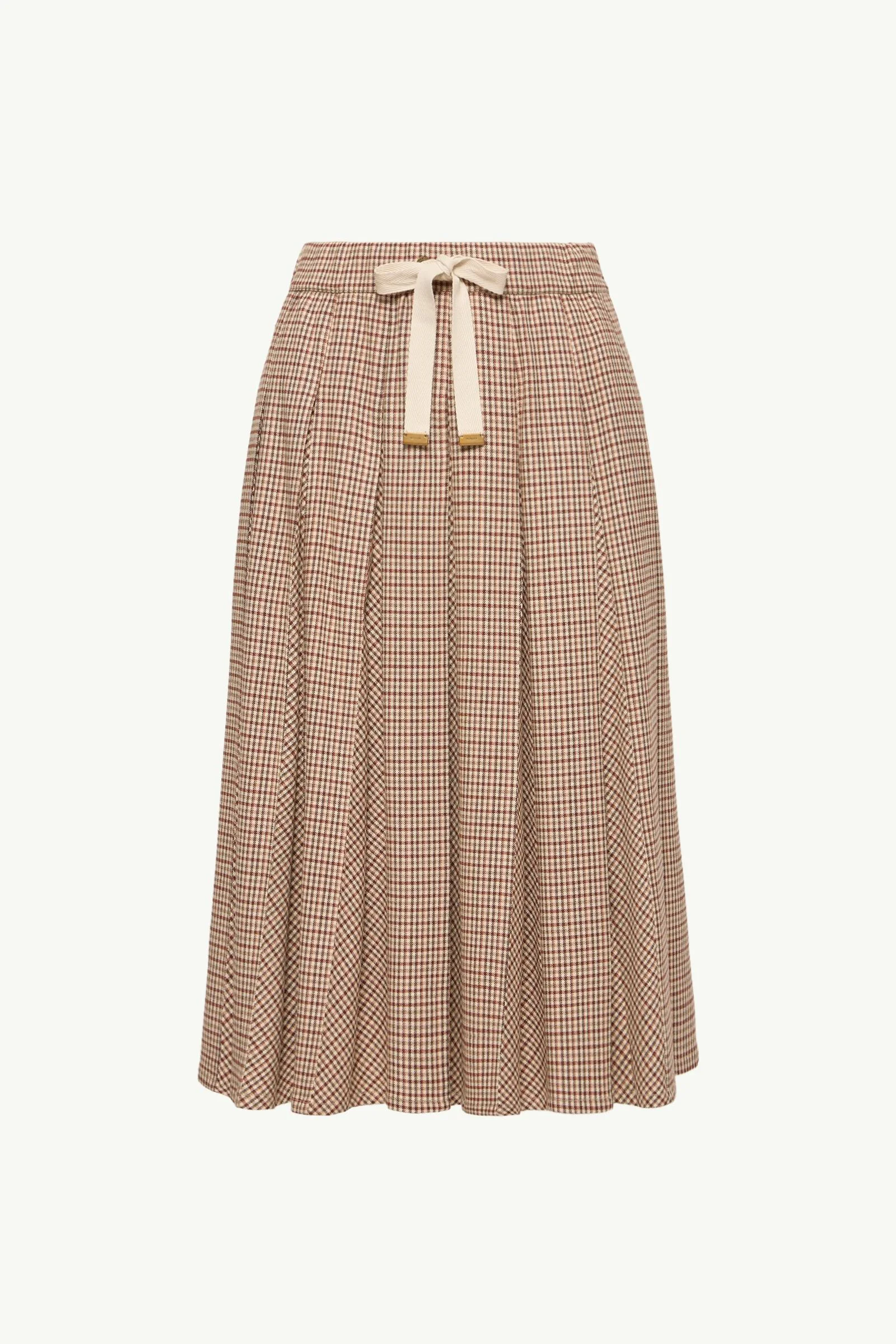 Microcheck Midi Wool Skirt - 1