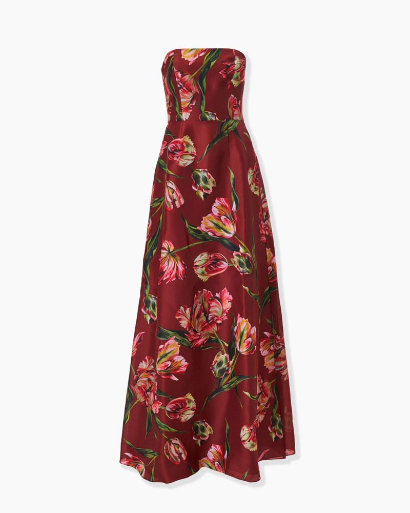 Tulip-Print Strapless Gown 1