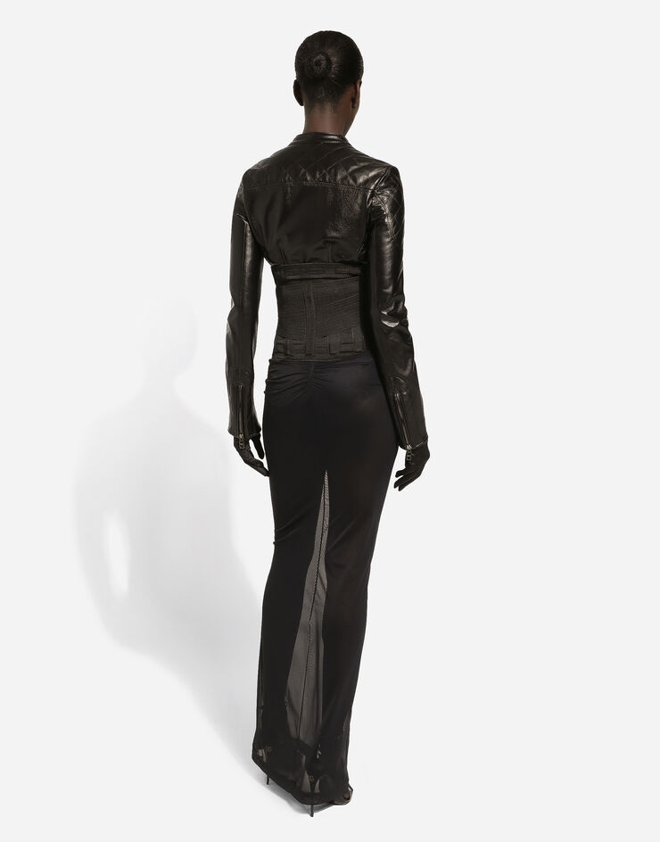 Short leather biker jacket - 4