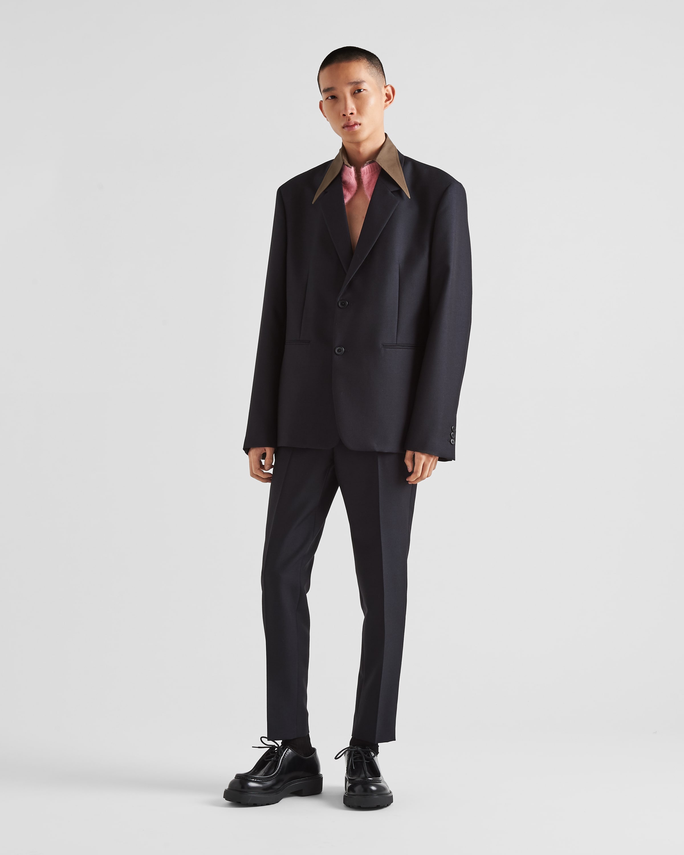 ジャケット PRADA SINGLE-BREASTED WOOL AND MOHAIR JACKET Prada Single-breasted mohair wool jacket | REVERSIBLE