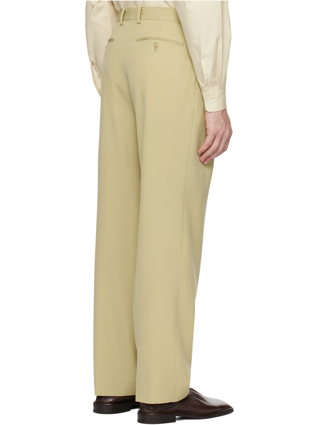 Khaki Light Wool Max Gabardine Two-Tuck Trousers - 3