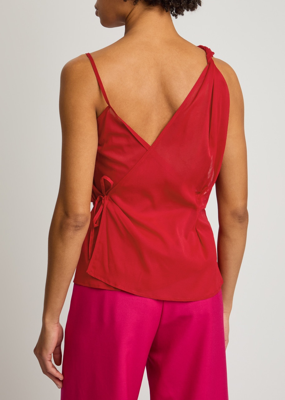 Dries Van Noten Ciska Stretch-silk Chiffon Wrap top - 3