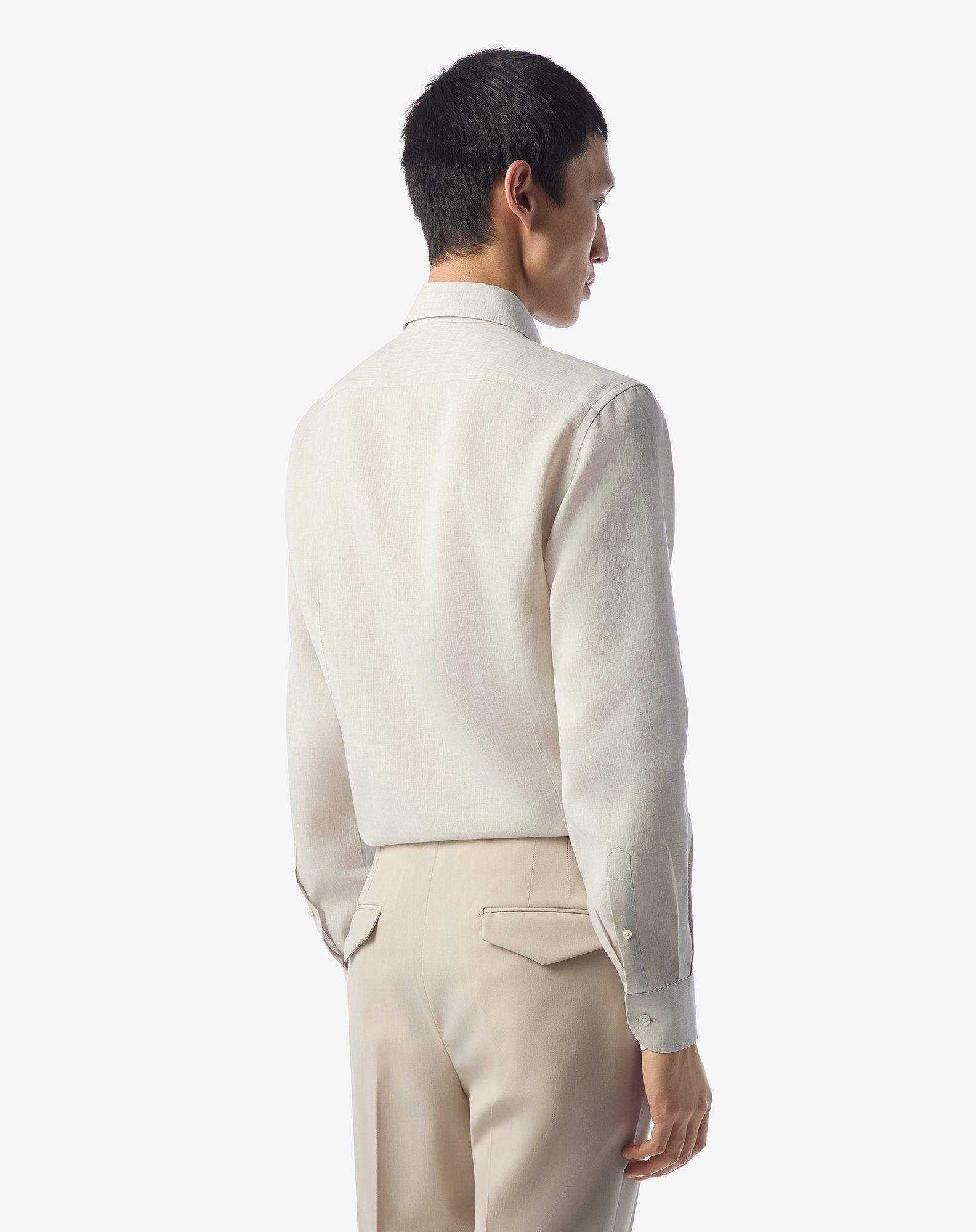 Sandy beige pure linen shirt - 3