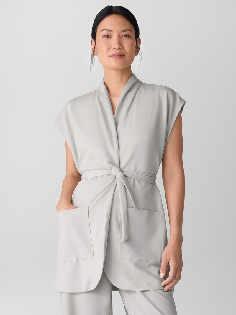 EILEEN FISHER Washable Flex Ponte High Collar Vest outlook